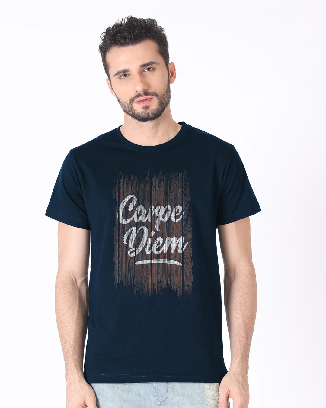 Shop Wooden Carpe Diem Half Sleeve T-Shirt-Back