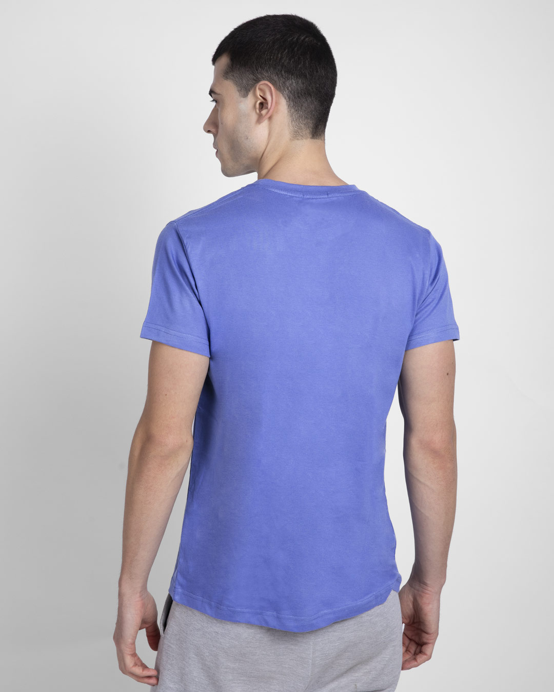 Shop Men's Blue Work Hard Box Typography T-shirt-Back