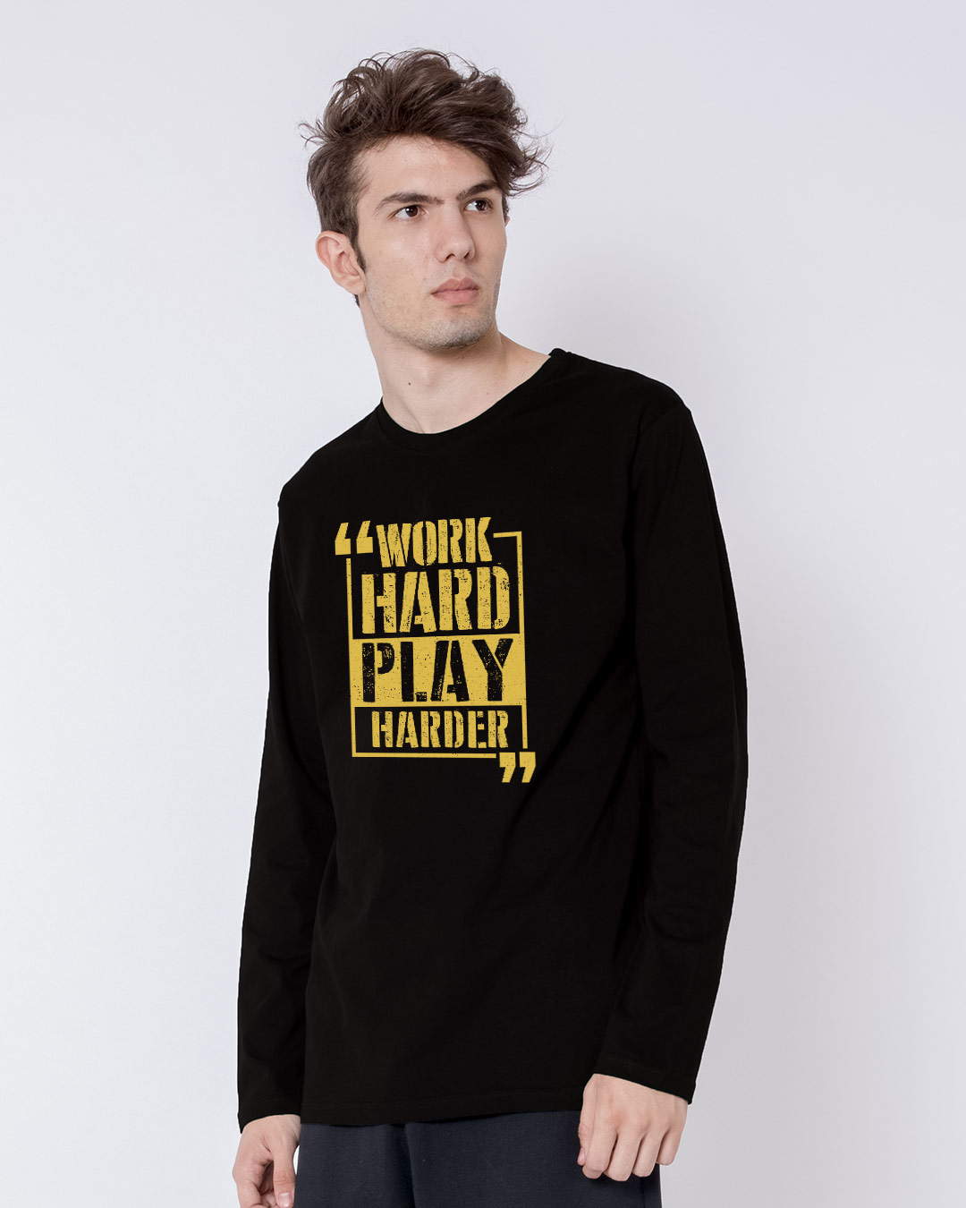 Shop Work Hard Play Harder Full Sleeve T-Shirt-Back