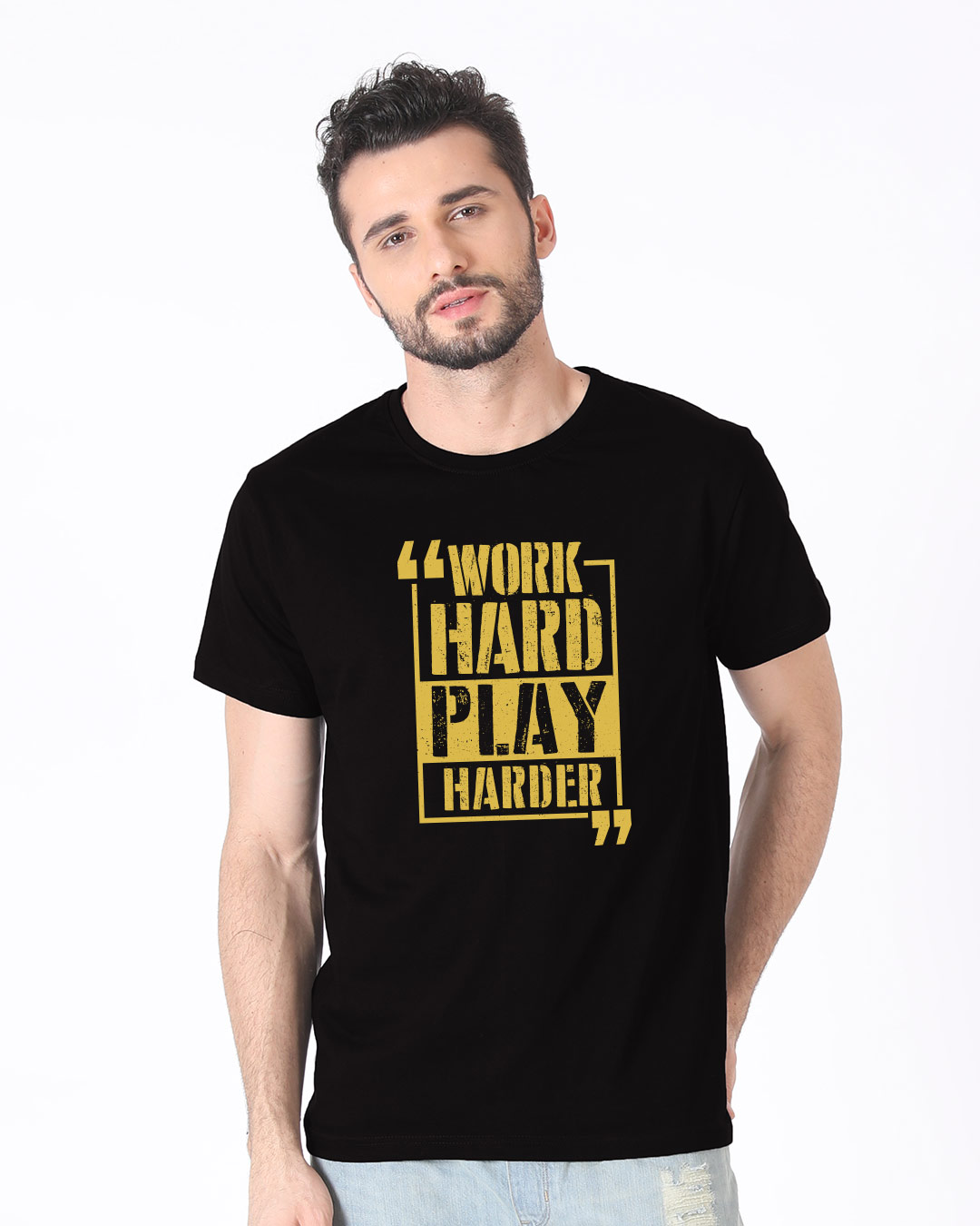 Shop Work Hard Play Harder Half Sleeve T-Shirt-Back