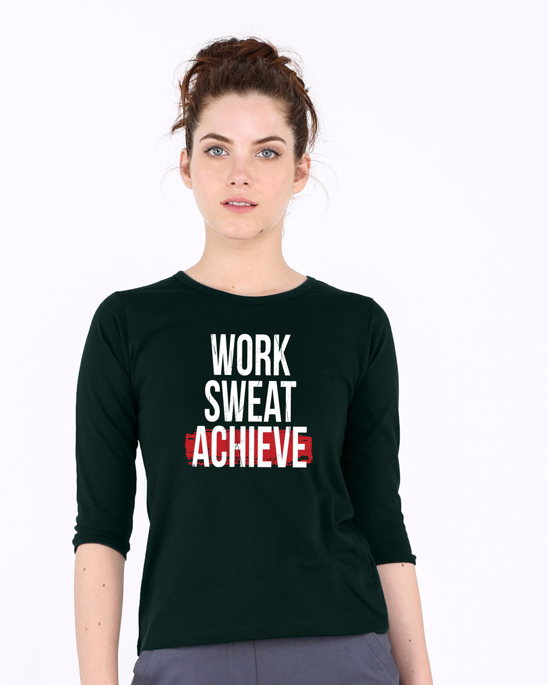 buy-work-sweat-achieve-pine-green-printed-3-4-sleeve-t-shirt-for-women-online-india-bewakoof