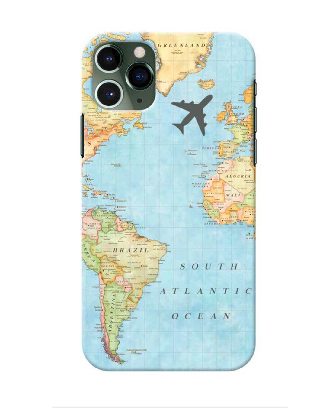 Shop World Map Printed Designer Hard Cover For iPhone 11 Pro Max (Impact Resistant, Matte Finish)-Front