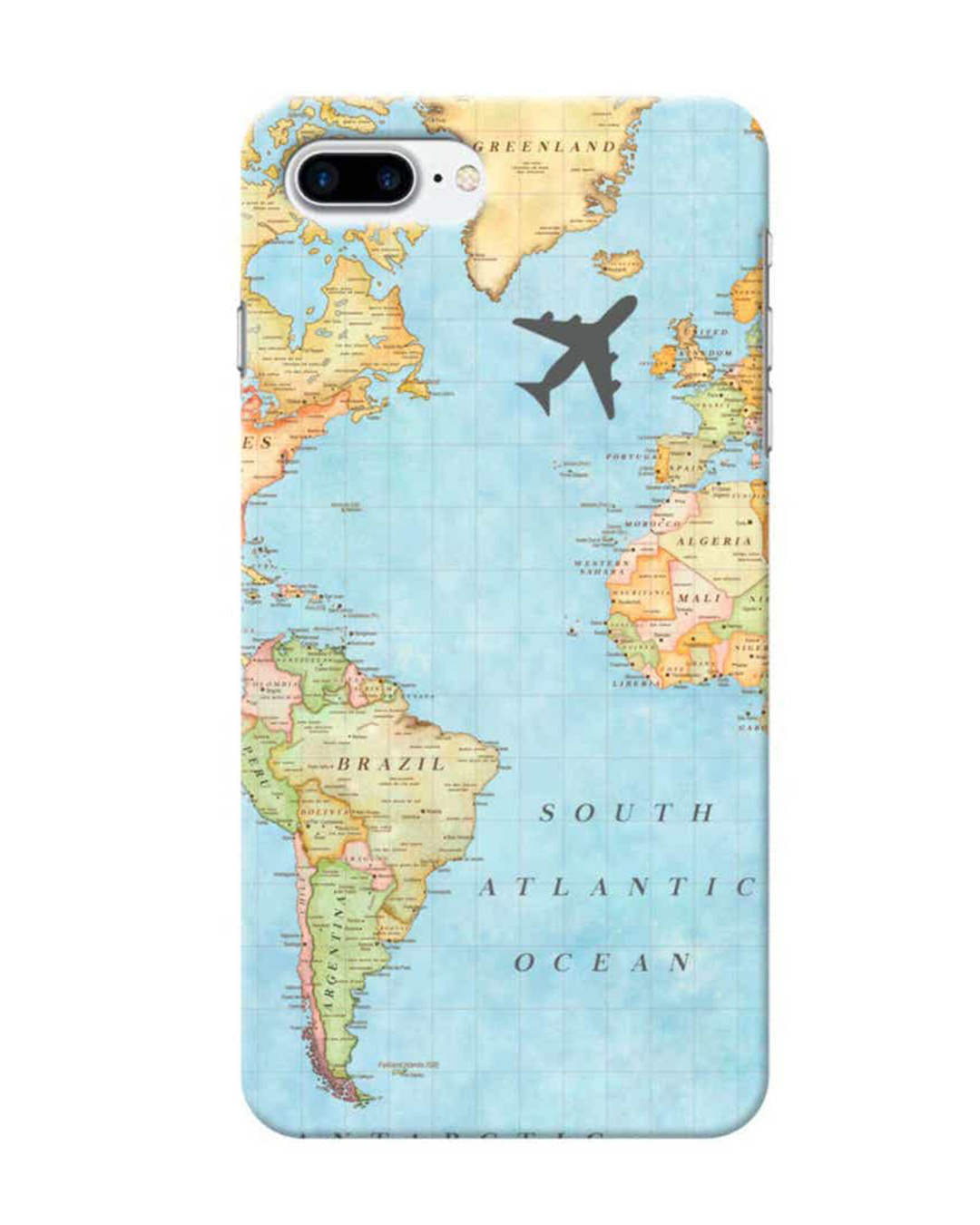 Shop World Map Printed Designer Hard Cover For iPhone 8 Plus (Impact Resistant, Matte Finish)-Front