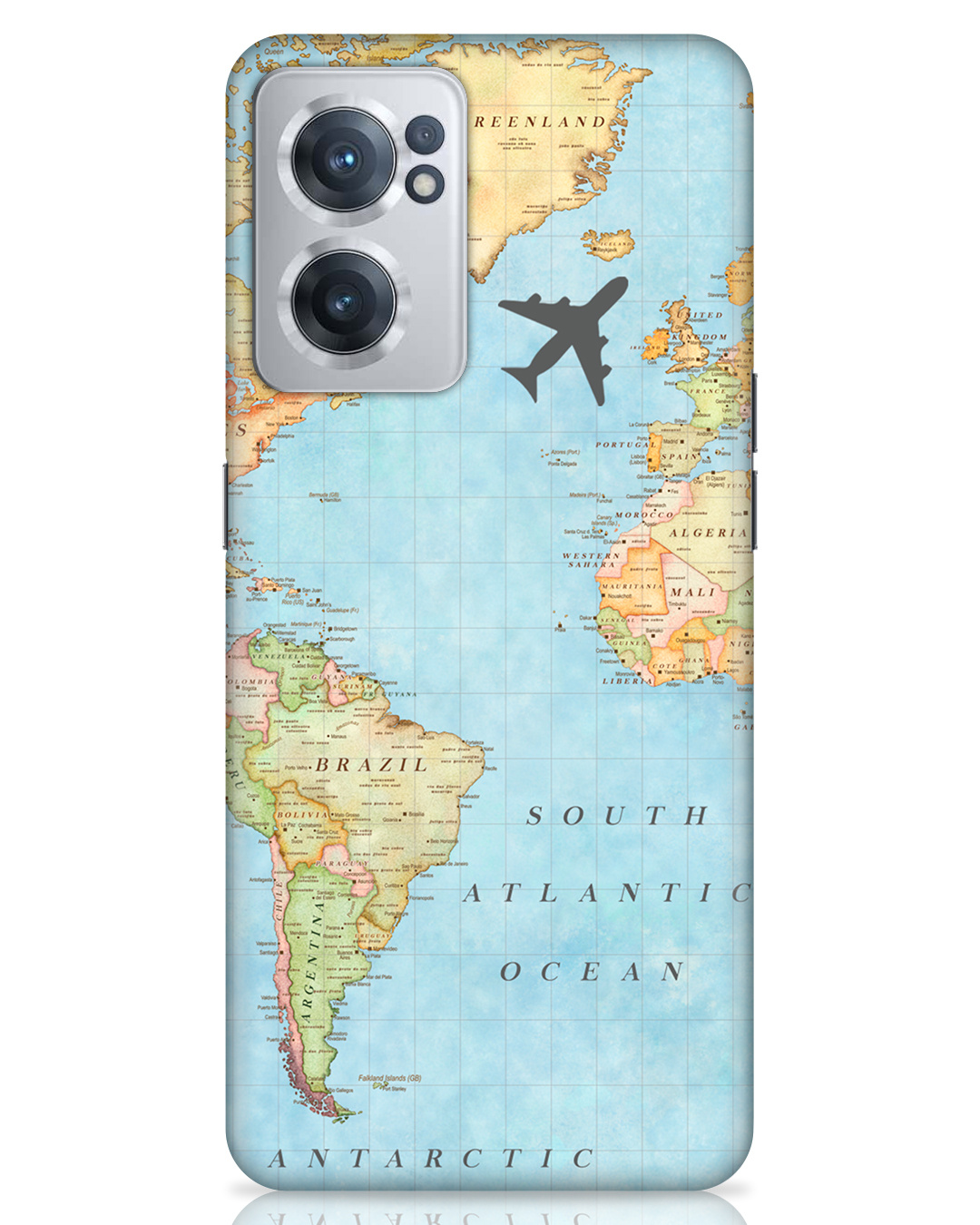 Shop World Map Printed Designer Hard Cover For OnePlus Nord CE 2 5G (Impact Resistant, Matte Finish)-Front