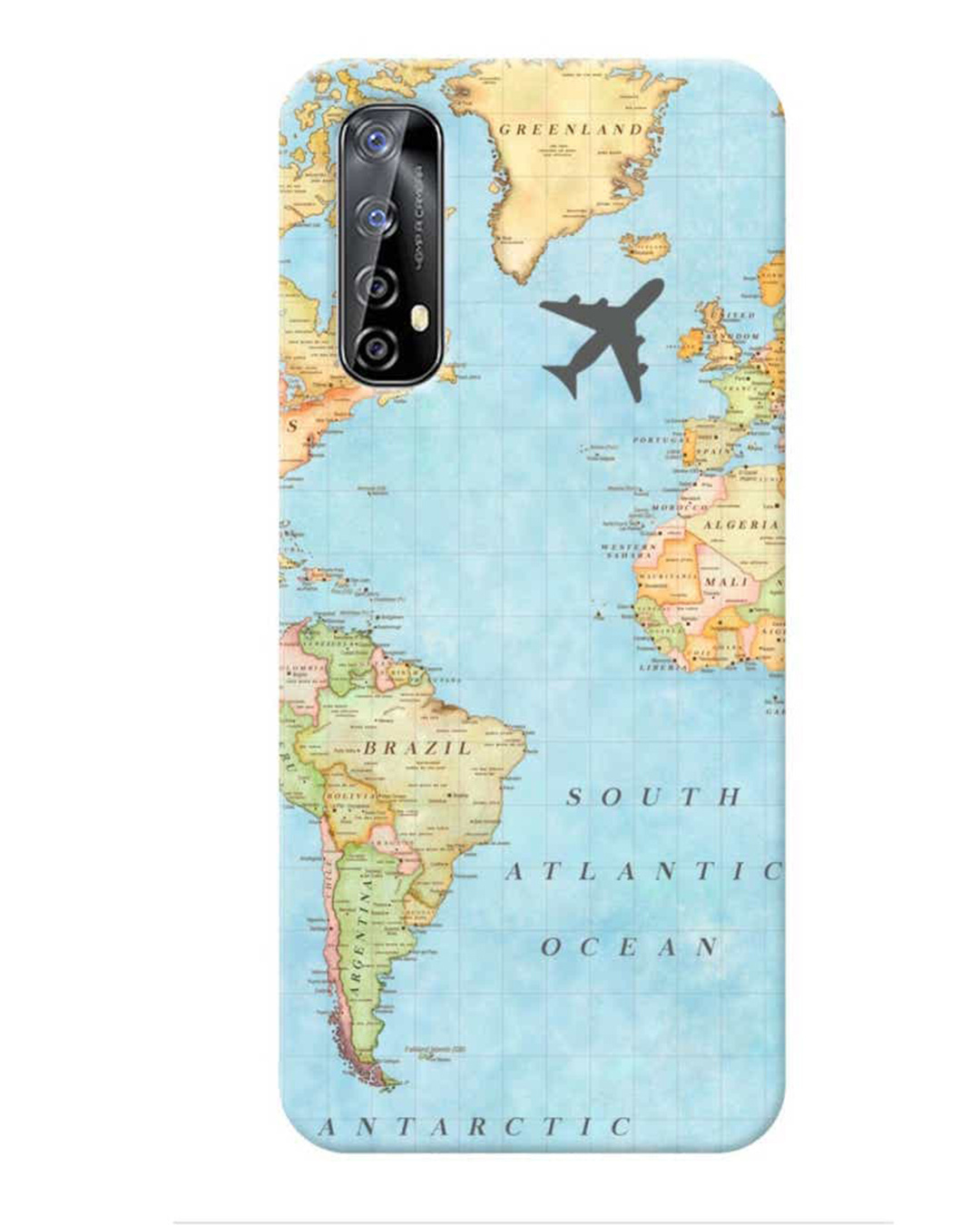 Shop World Map Printed Designer Hard Cover For Realme Narzo 20 Pro (Impact Resistant, Matte Finish)-Front