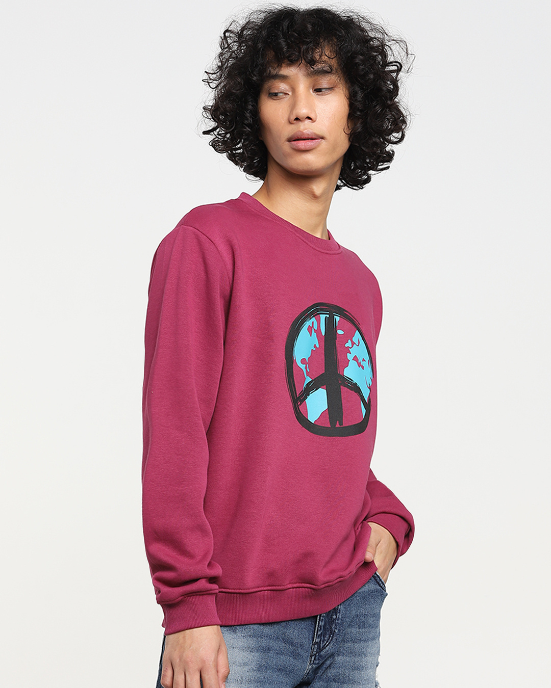 Shop Men's Red Plum World Peace Graphic Printed Sweater-Back