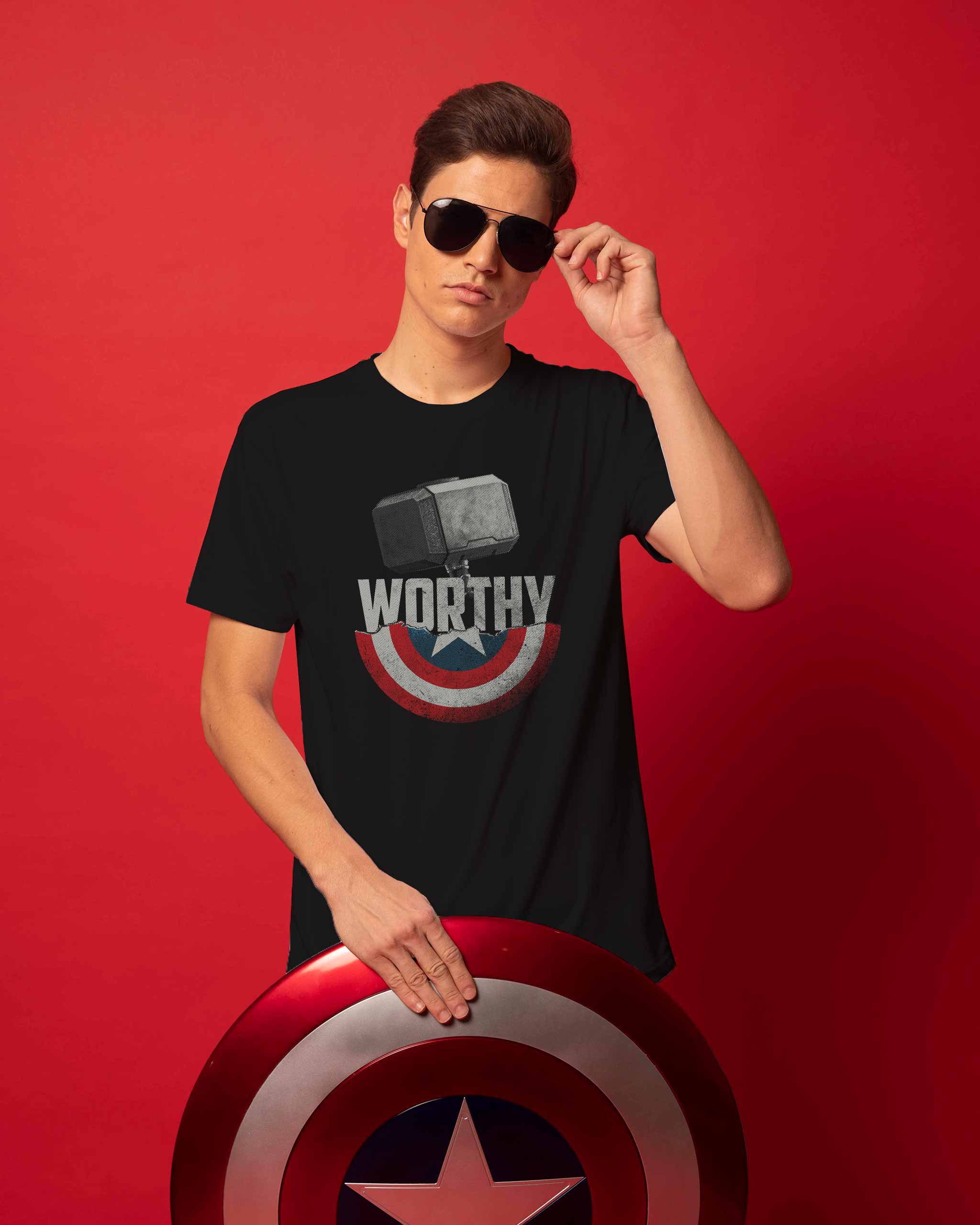 

Worthy Half Sleeve T-Shirt (AVEGL) Men' Printed T-Shirts Bewakoof.com, Black