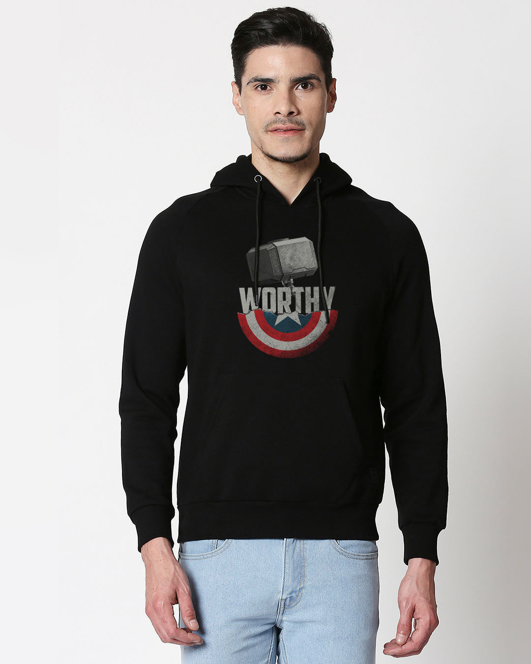 

Worthy Hoodie Sweatshirt Men' Printed Hoodie Sweatshirt AW20 Bewakoof.com, Black