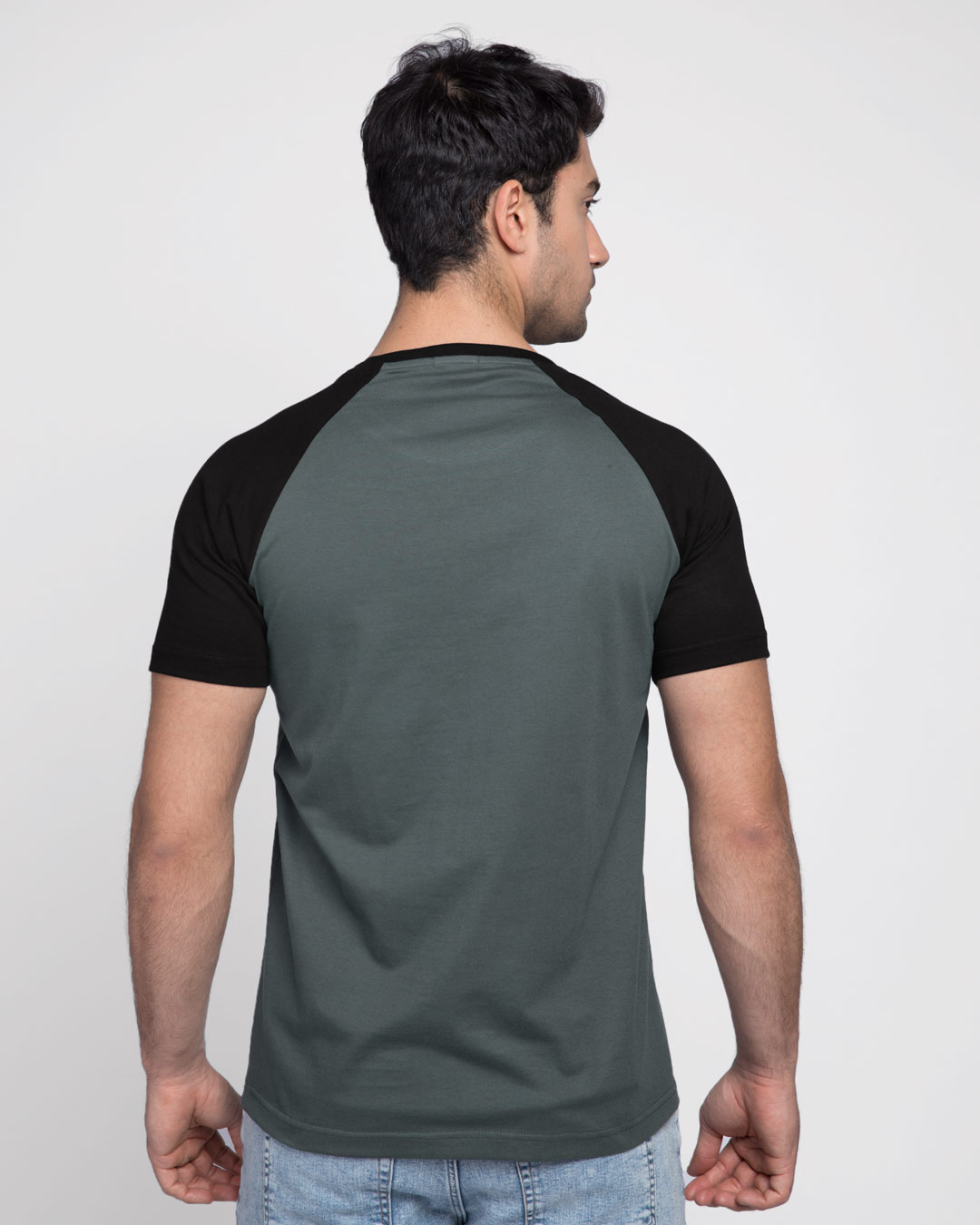 Shop Write Your Own Story Half Sleeve Raglan T-Shirt Nimbus Grey-Black-Back