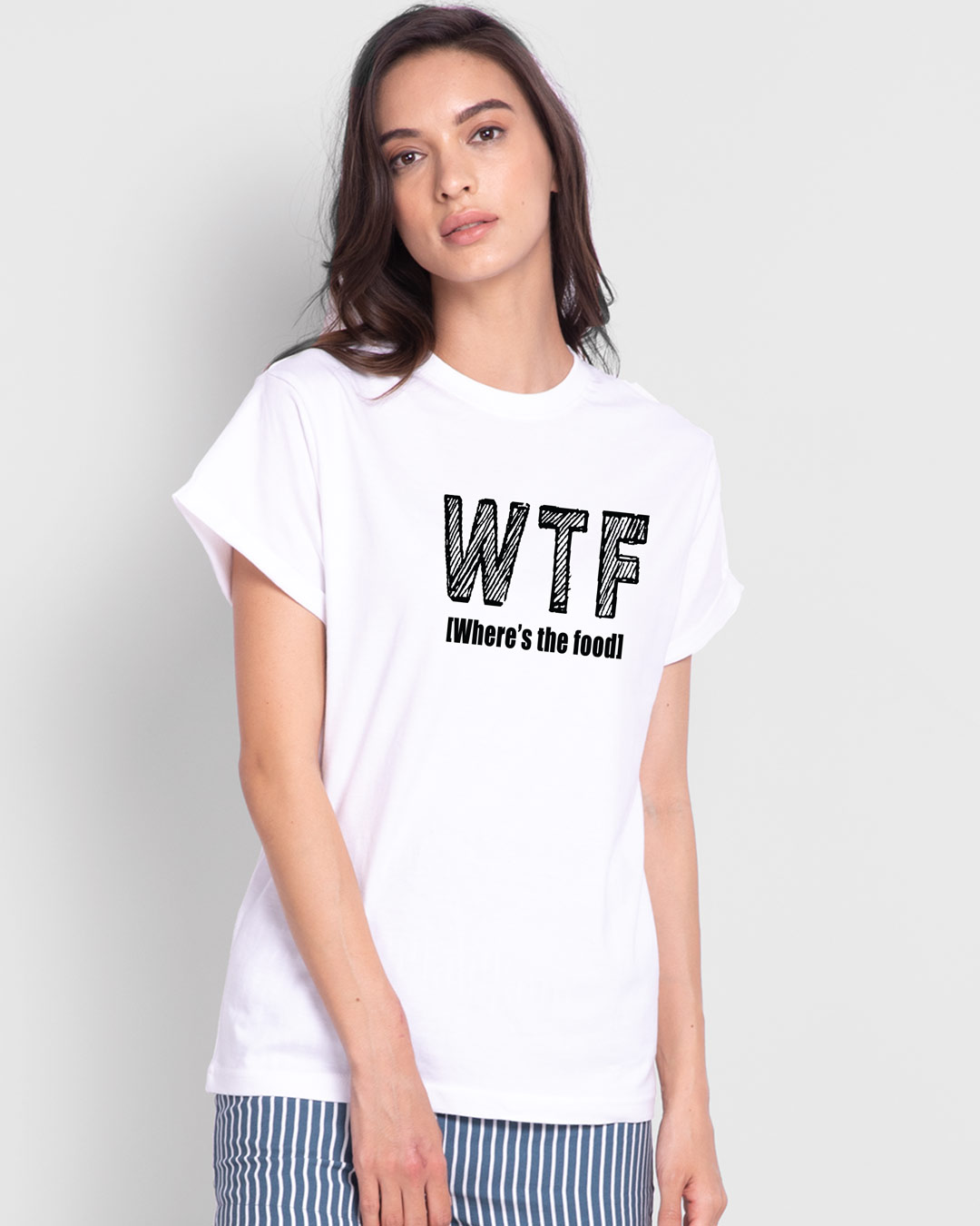 Shop WTF Food Boyfriend T-Shirt White-Back