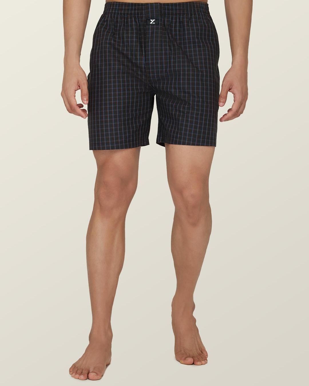 Shop Men's Black Checked Relaxed Fit Boxers-Back