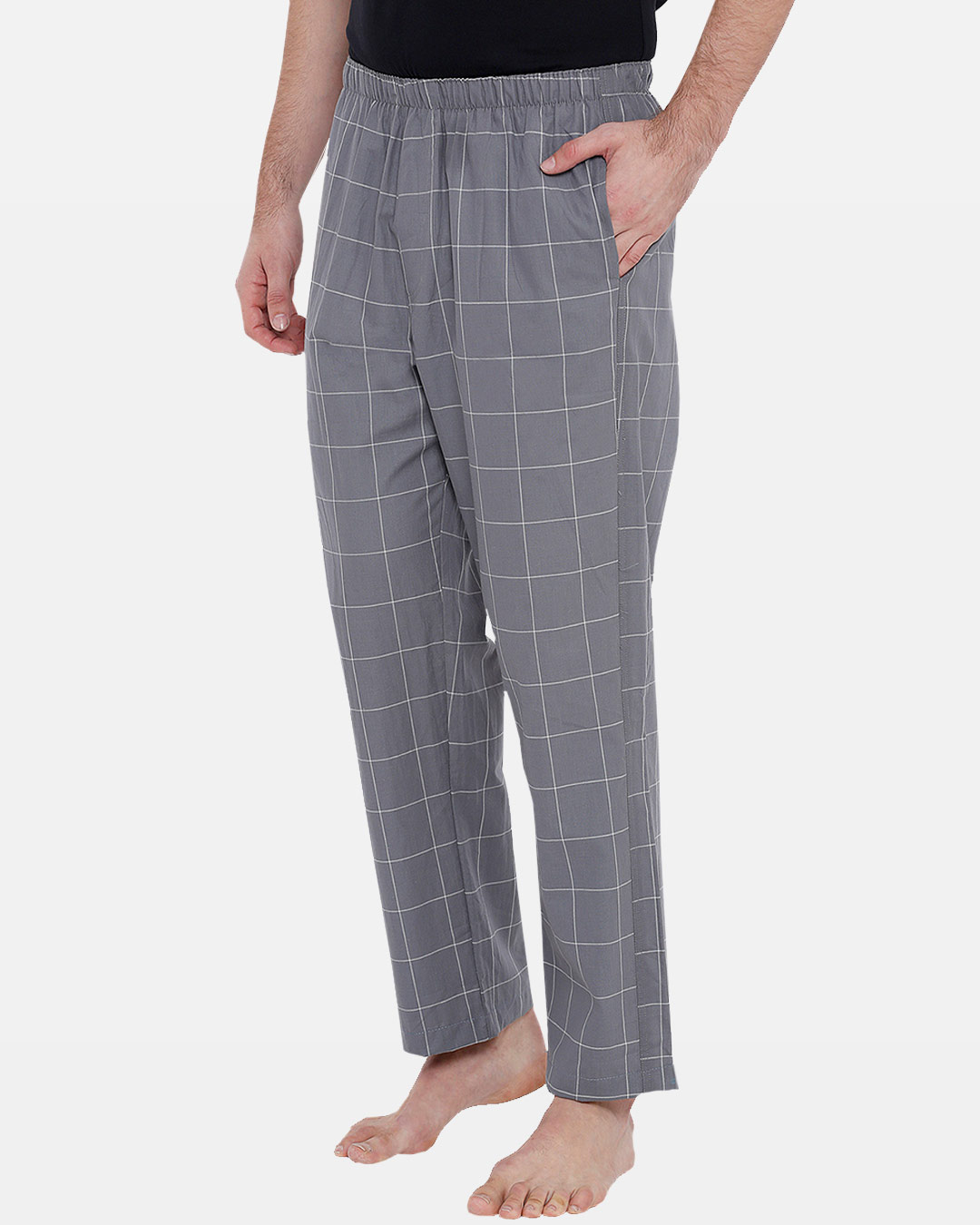 Shop Men's Checked Pyjamas Grey-Back