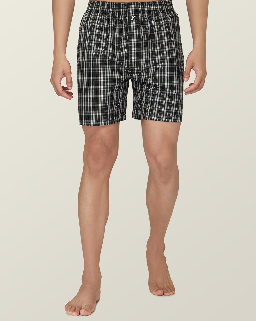Shop Pack of 2 Men's Maroon & Black Checked Relaxed Fit Boxers-Back