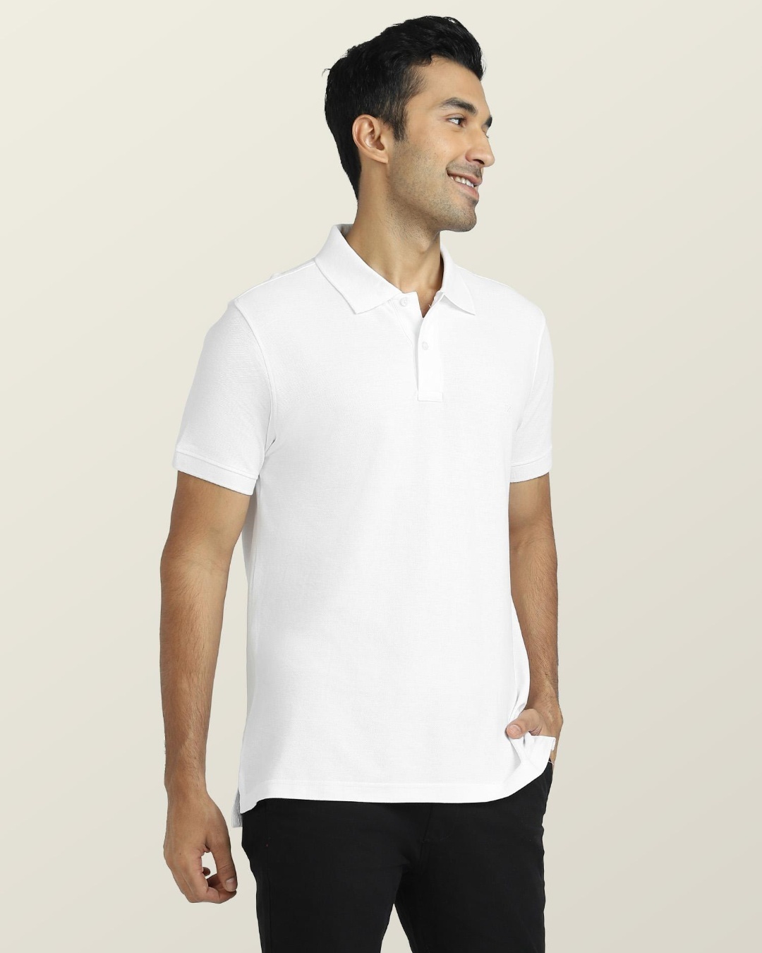 Shop Men's White Polo T-shirt-Back