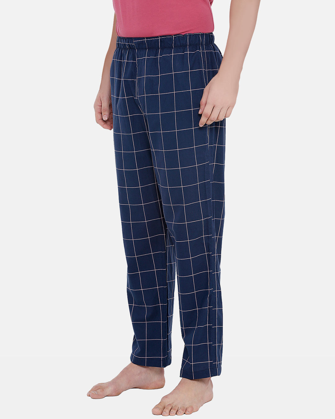 Shop Super Combed Cotton Checkered Pyjamas For Men (Pack Of 1) Pink Checks-Back