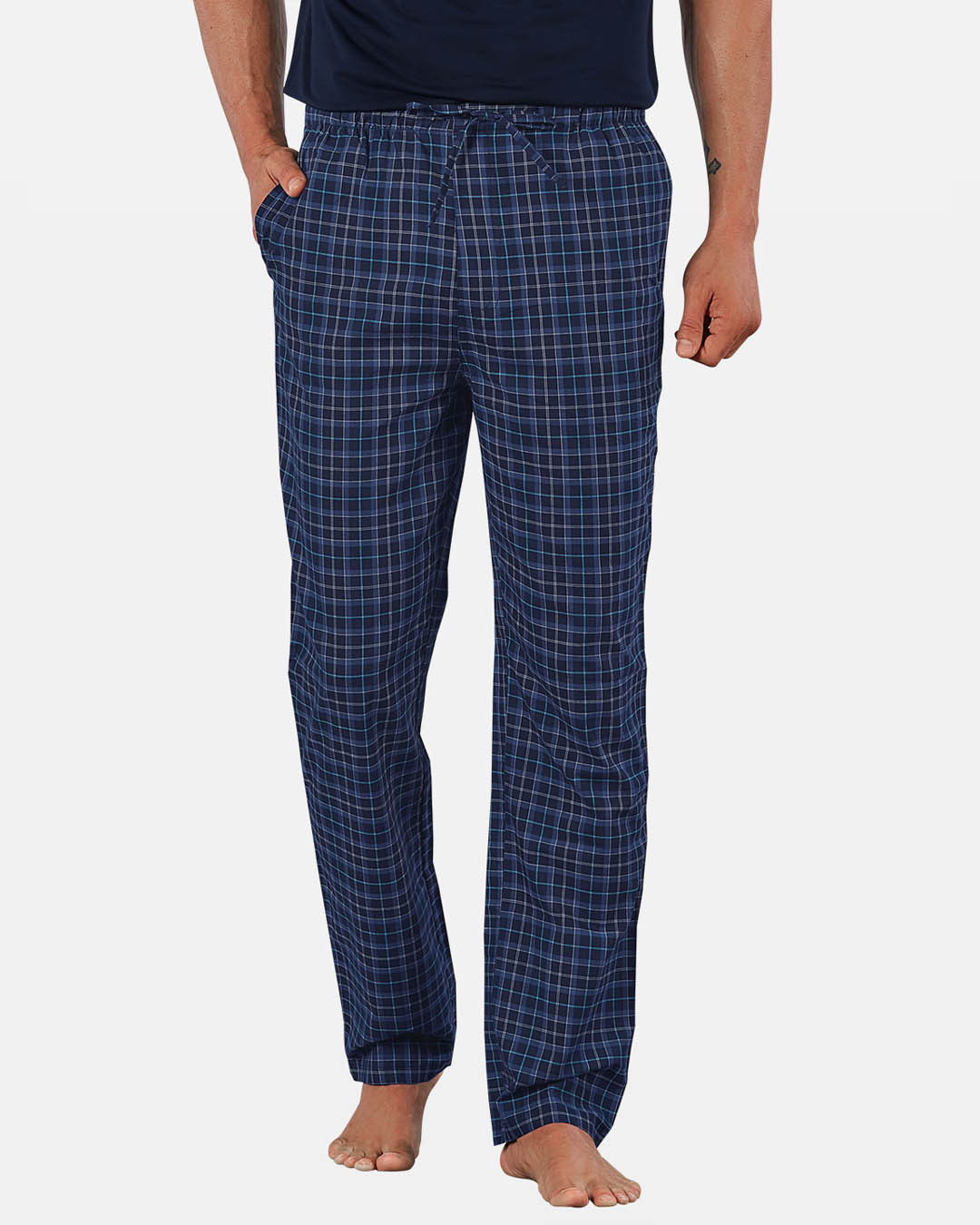 Shop Super Combed Cotton Checkered Pyjamas For Men-Back
