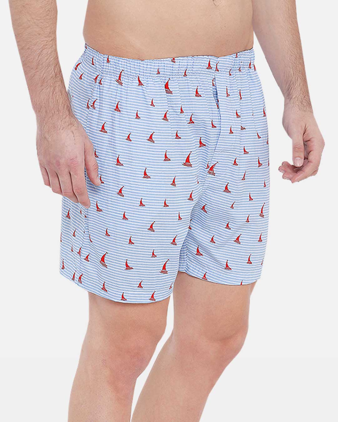 Shop Super Combed Cotton Printed Boxers For Men (Pack Of 1) Nautical Stripe-Back