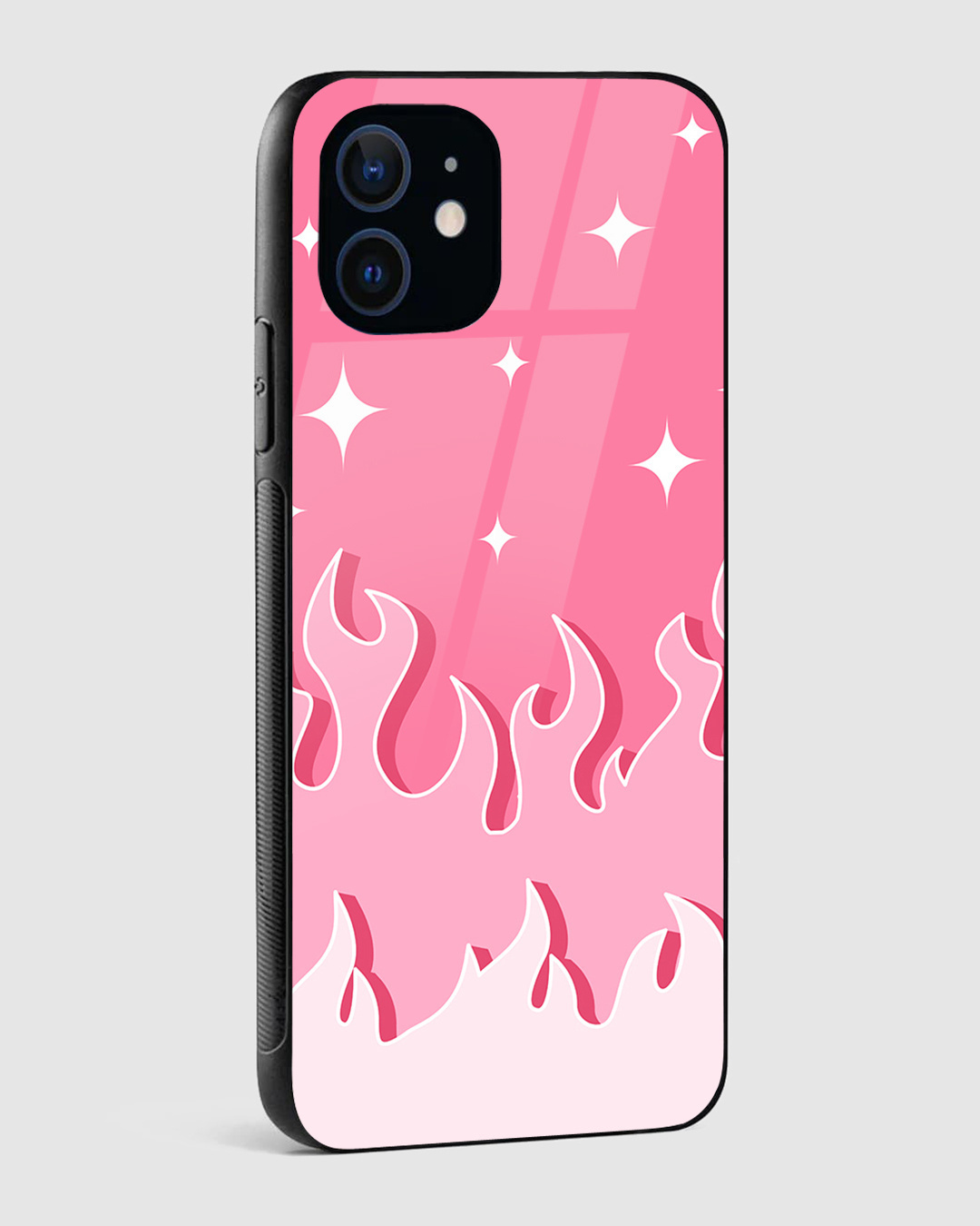 Shop Y2K Fireburst Pink Flame Premium Glass Case for Apple iPhone 12 Mini-Back