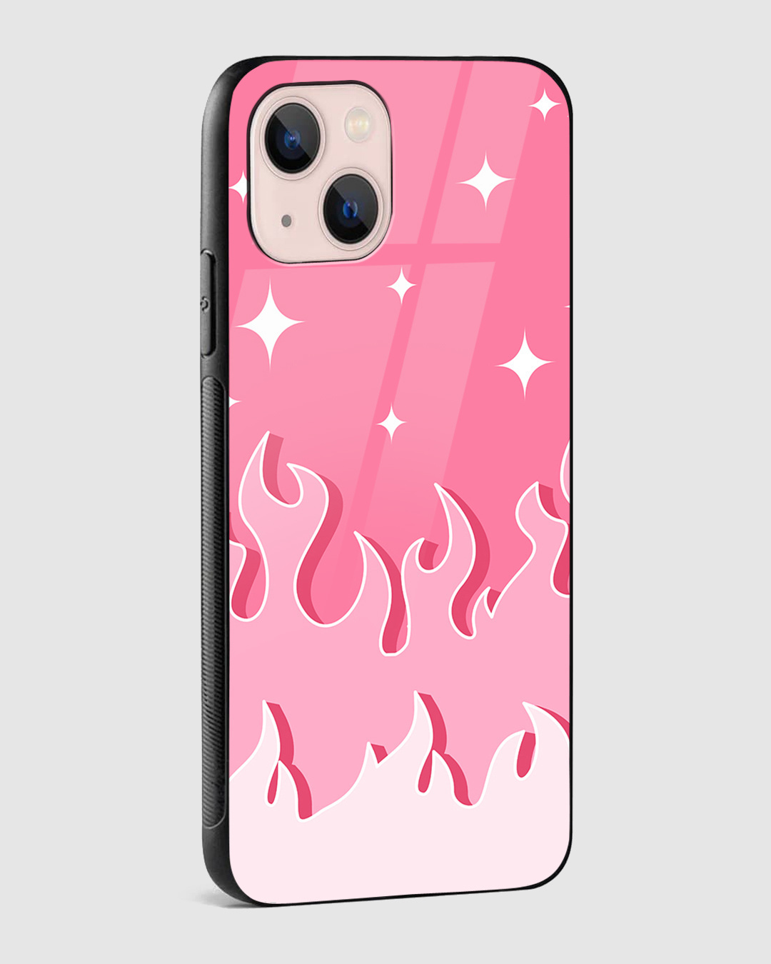 Shop Y2K Fireburst Pink Flame Premium Glass Case for Apple iPhone 14-Back