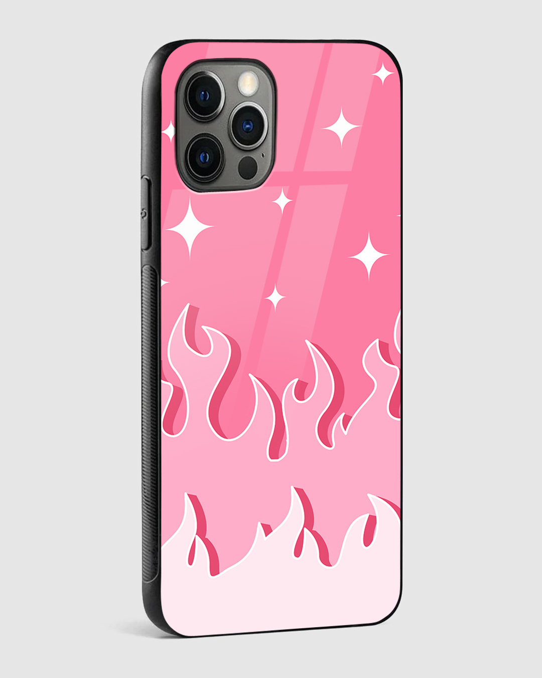 Shop Y2K Fireburst Pink Flame Premium Glass Case for Apple iPhone 14 Pro-Back