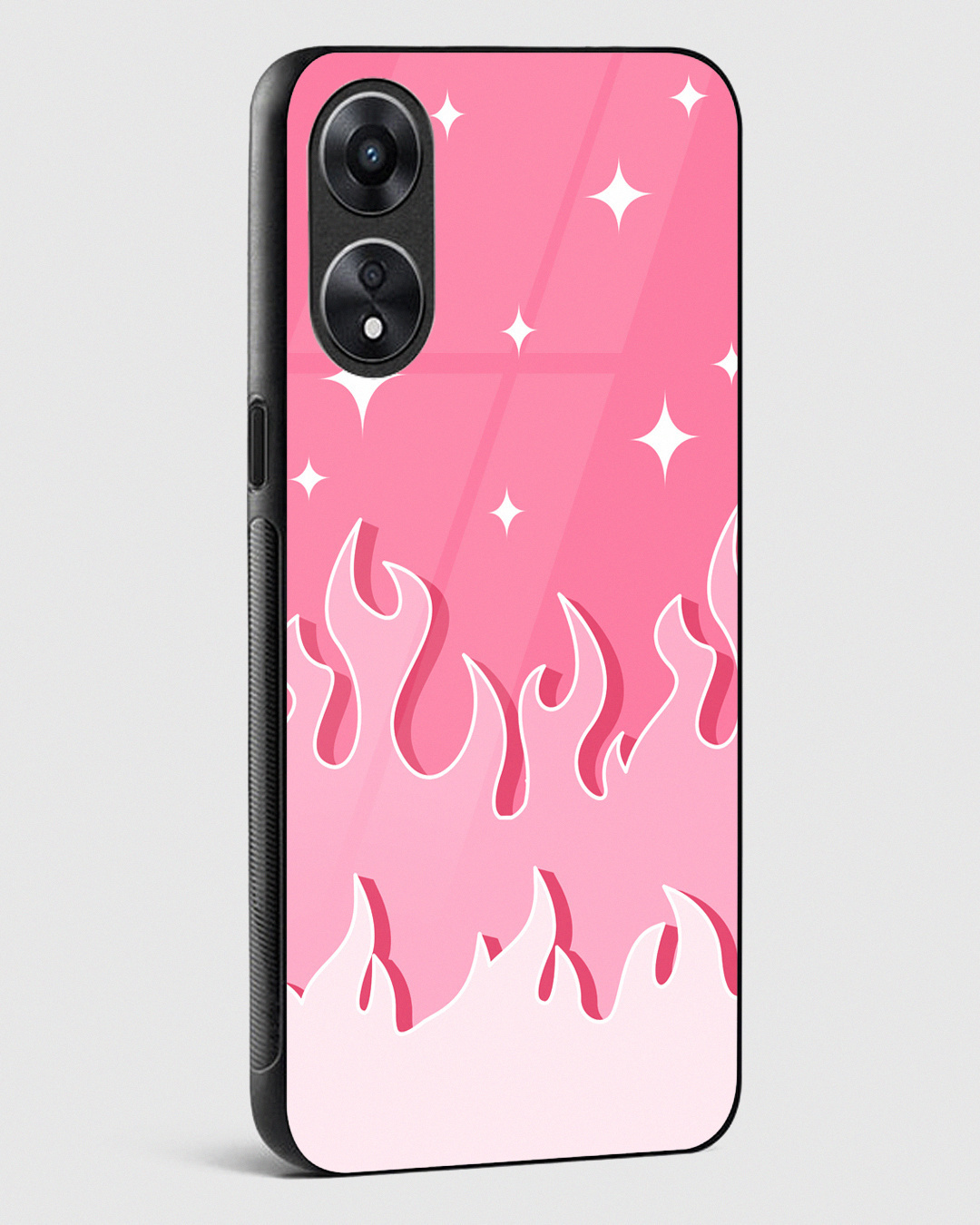 Shop Fireburst Pink Flame Premium Glass Case for Oppo A78 5G-Back