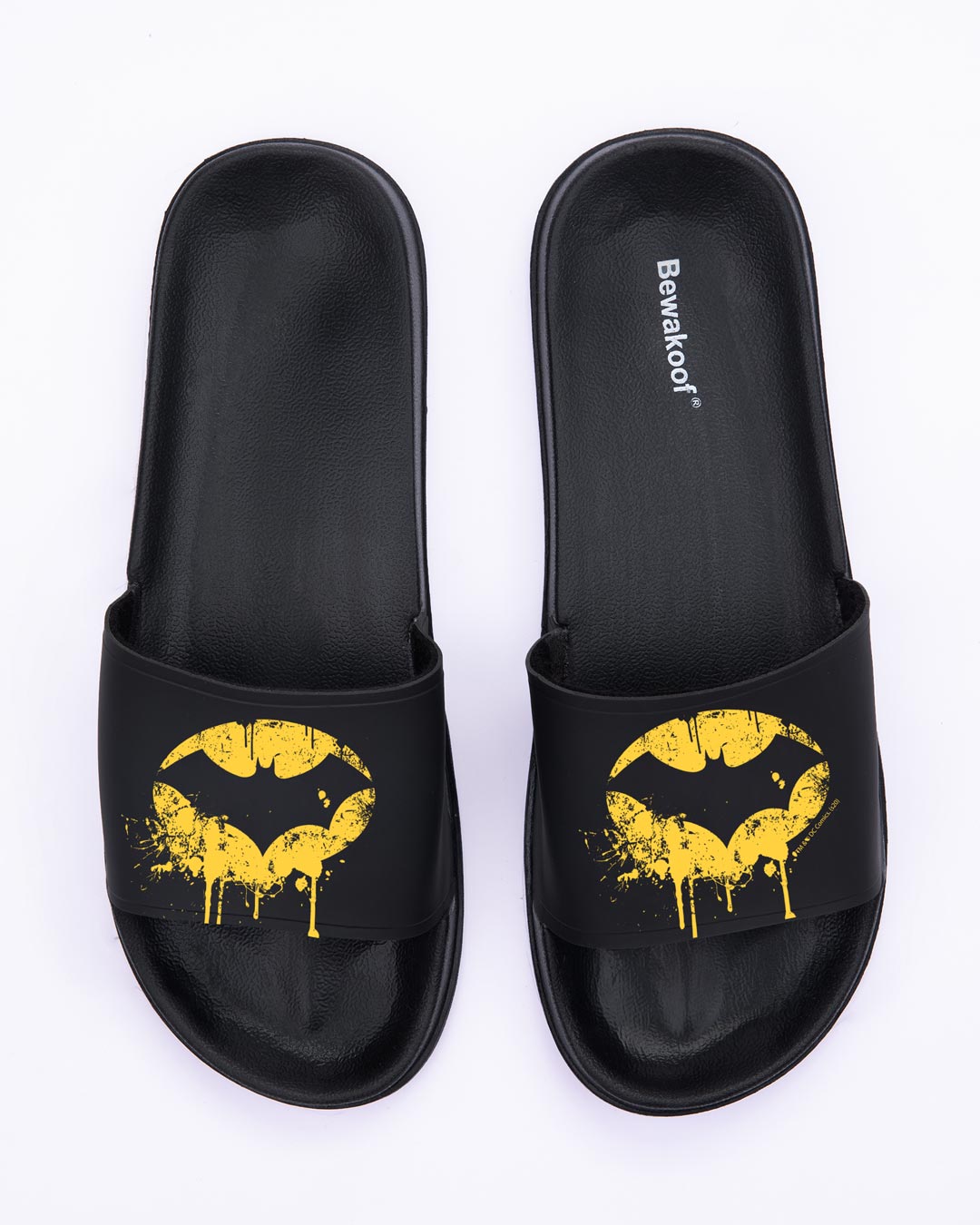 Shop Yellow Batman Men's Printed Sliders-Back