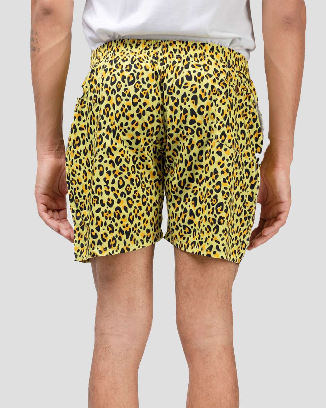 Shop Whatsdown Yellow Leopard Boxers-Back