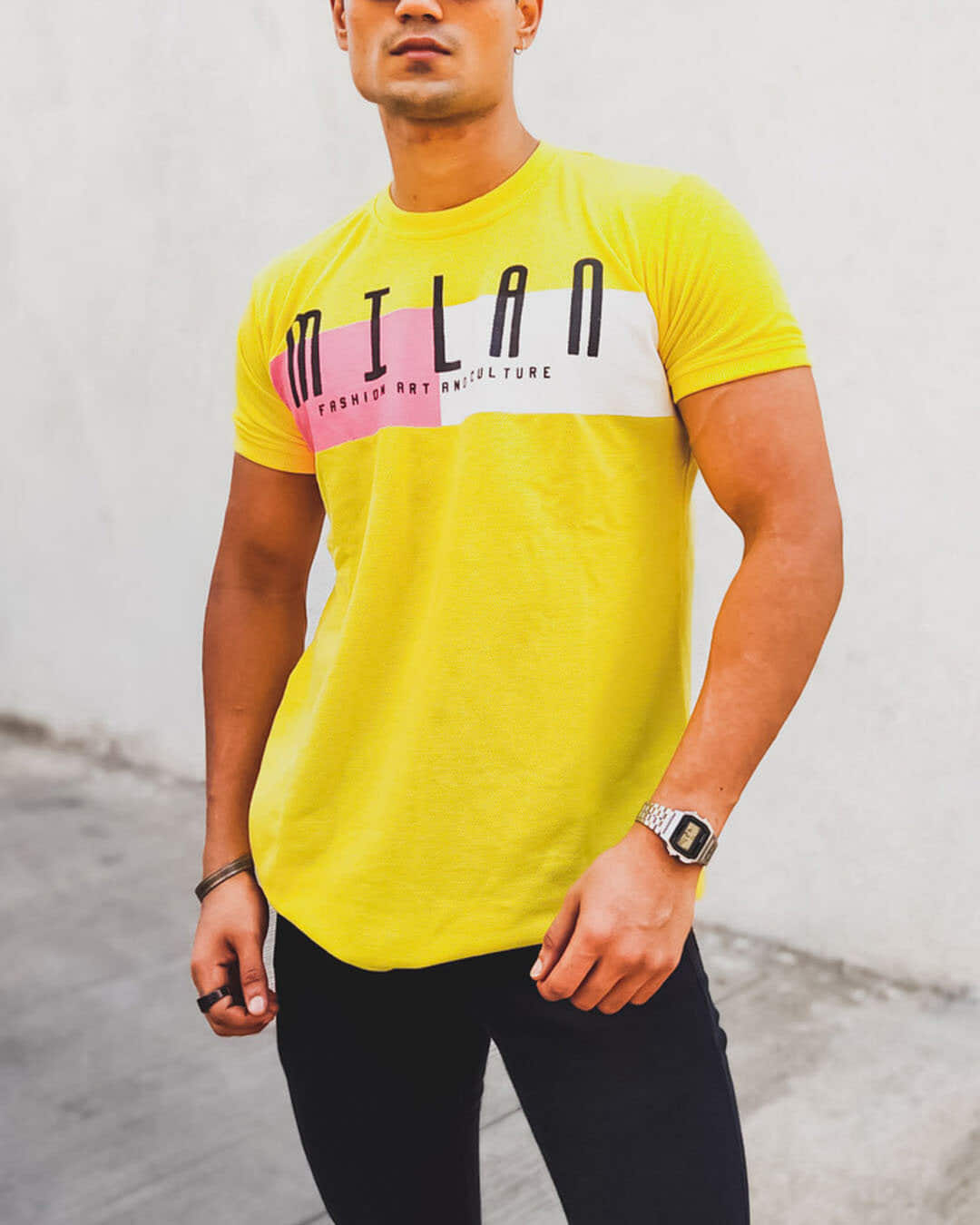 yellow shirt half sleeves