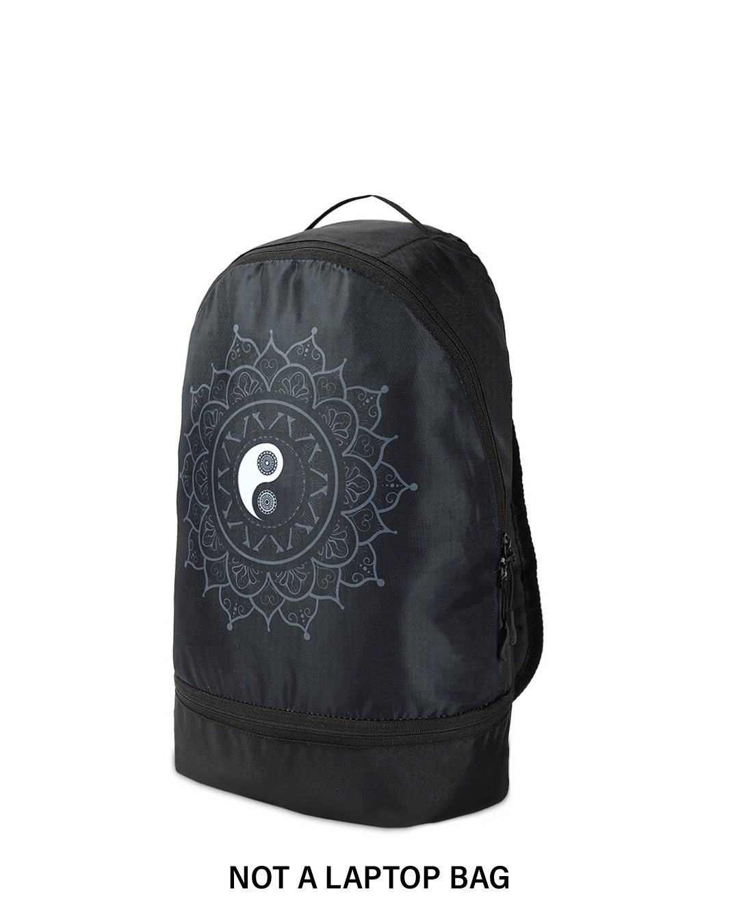 Shop Unisex Black Yin Yang Mandala Printed Small Backpack-Back