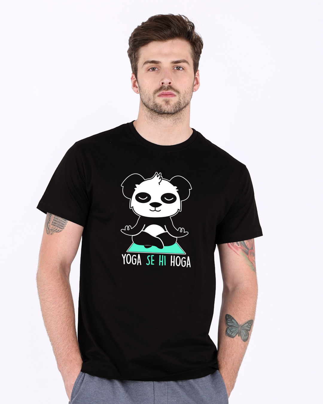 Shop Yoga Panda Half Sleeve T-Shirt-Back