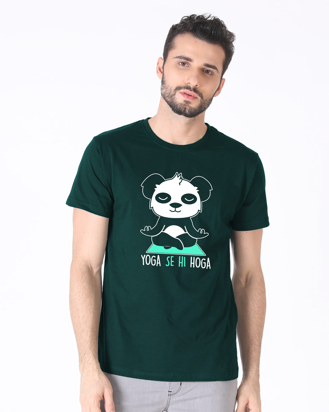 Shop Yoga Panda Half Sleeve T-Shirt-Back