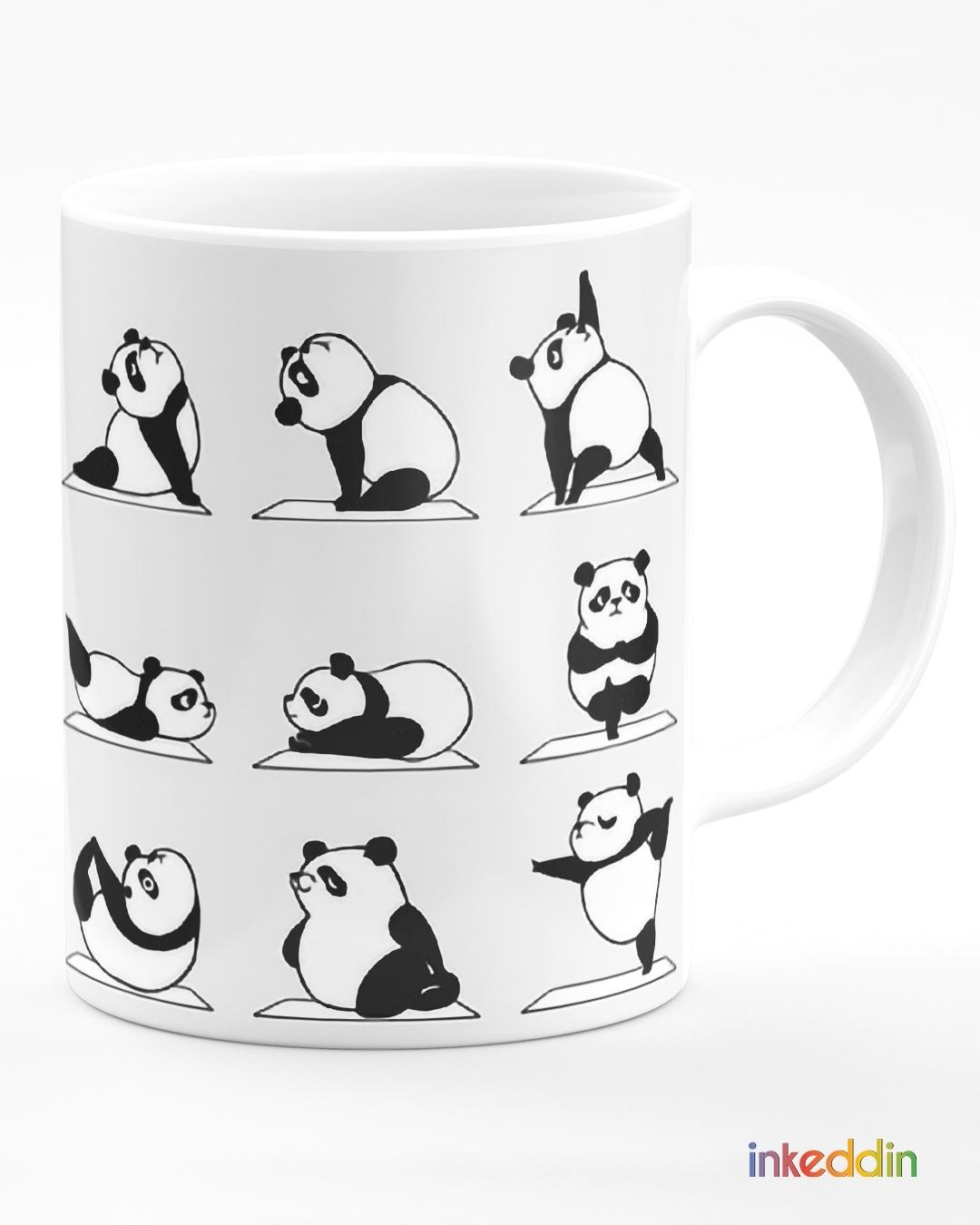Shop Yoga Pandas Printed Ceramic Coffee Mug (330ml, Single piece)-Back