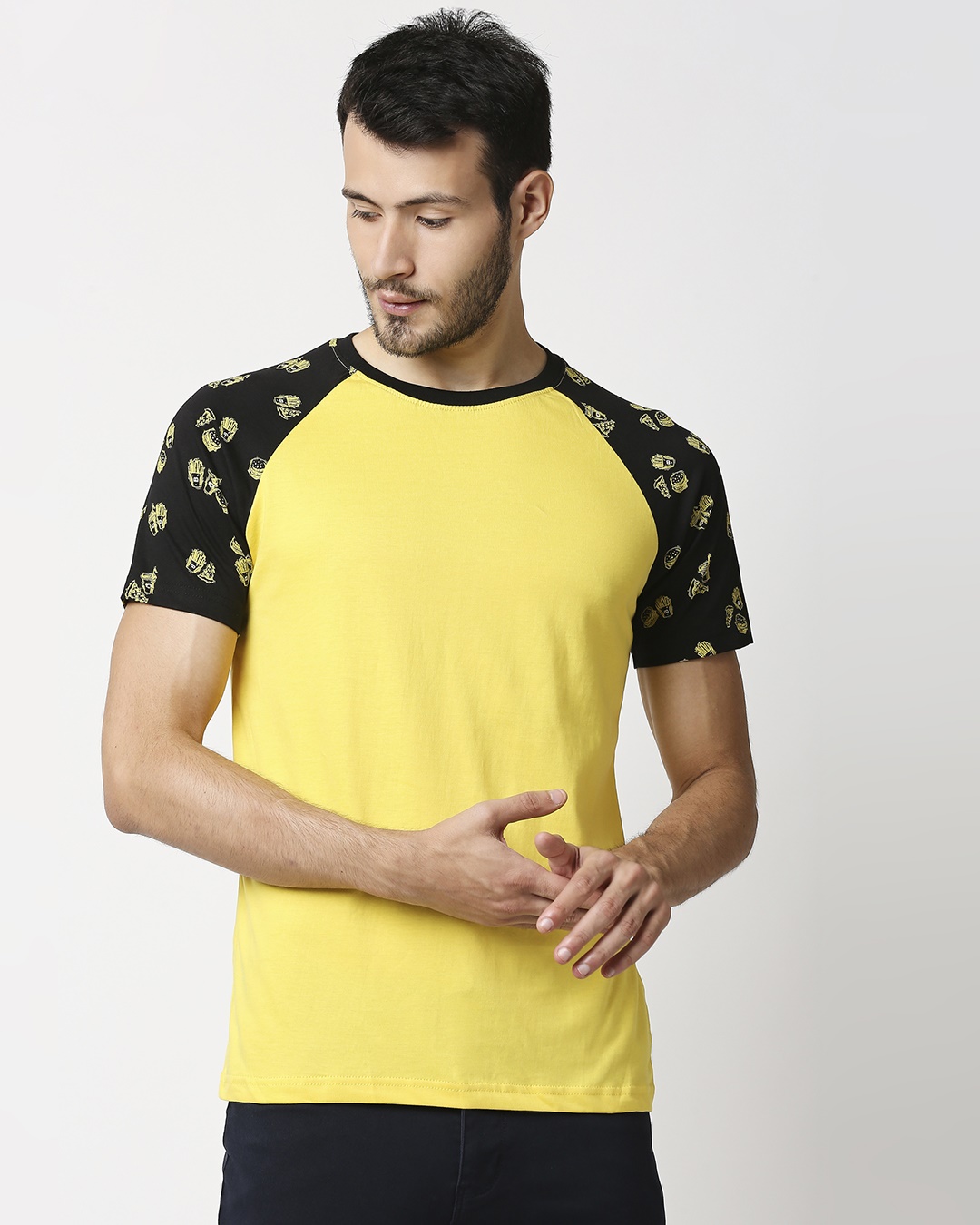 Shop Yolo Yellow AOP Half Sleeve Raglan T-Shirt-Back