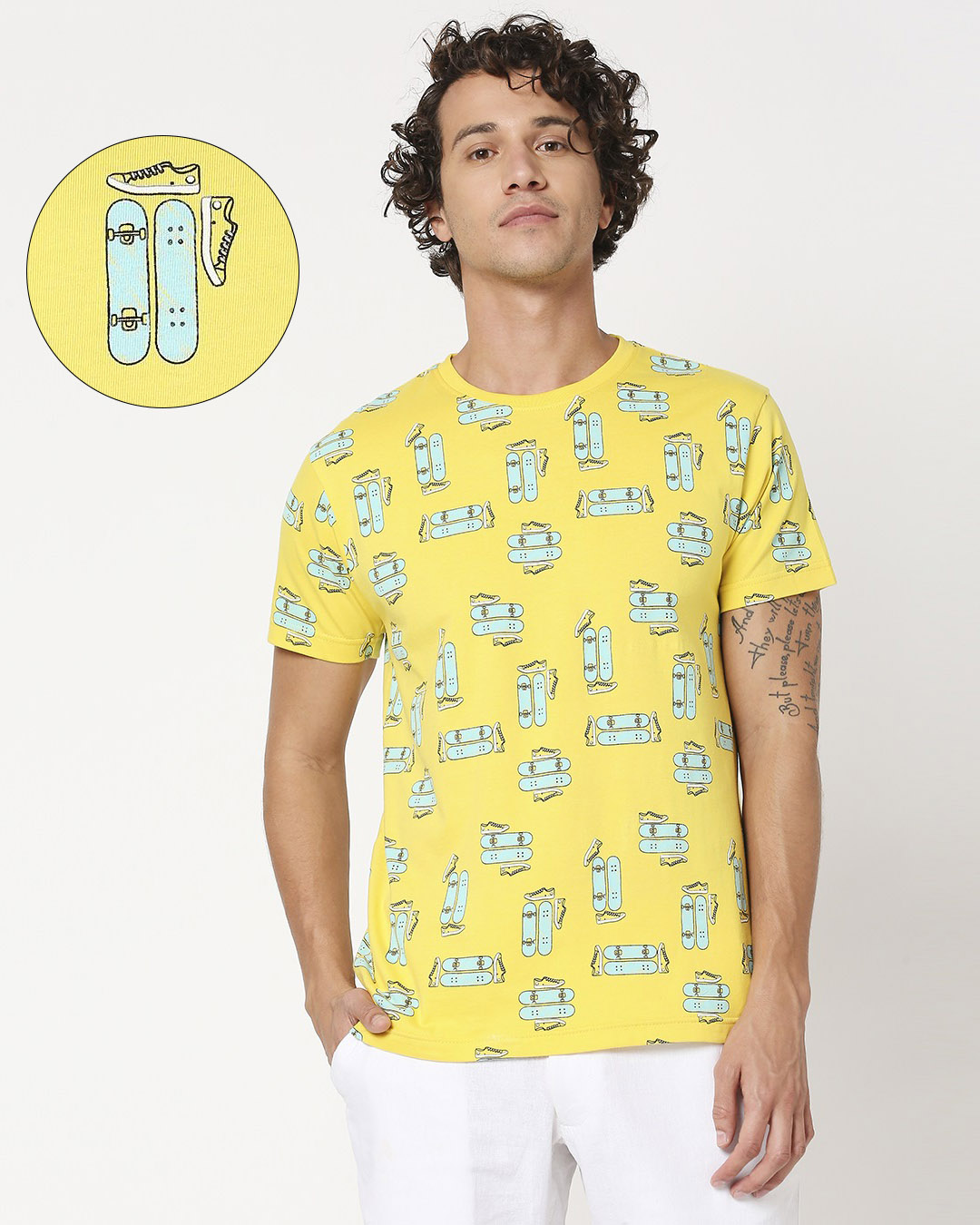 Shop Yolo Yellow AOP Half Sleeve T-Shirt-Back