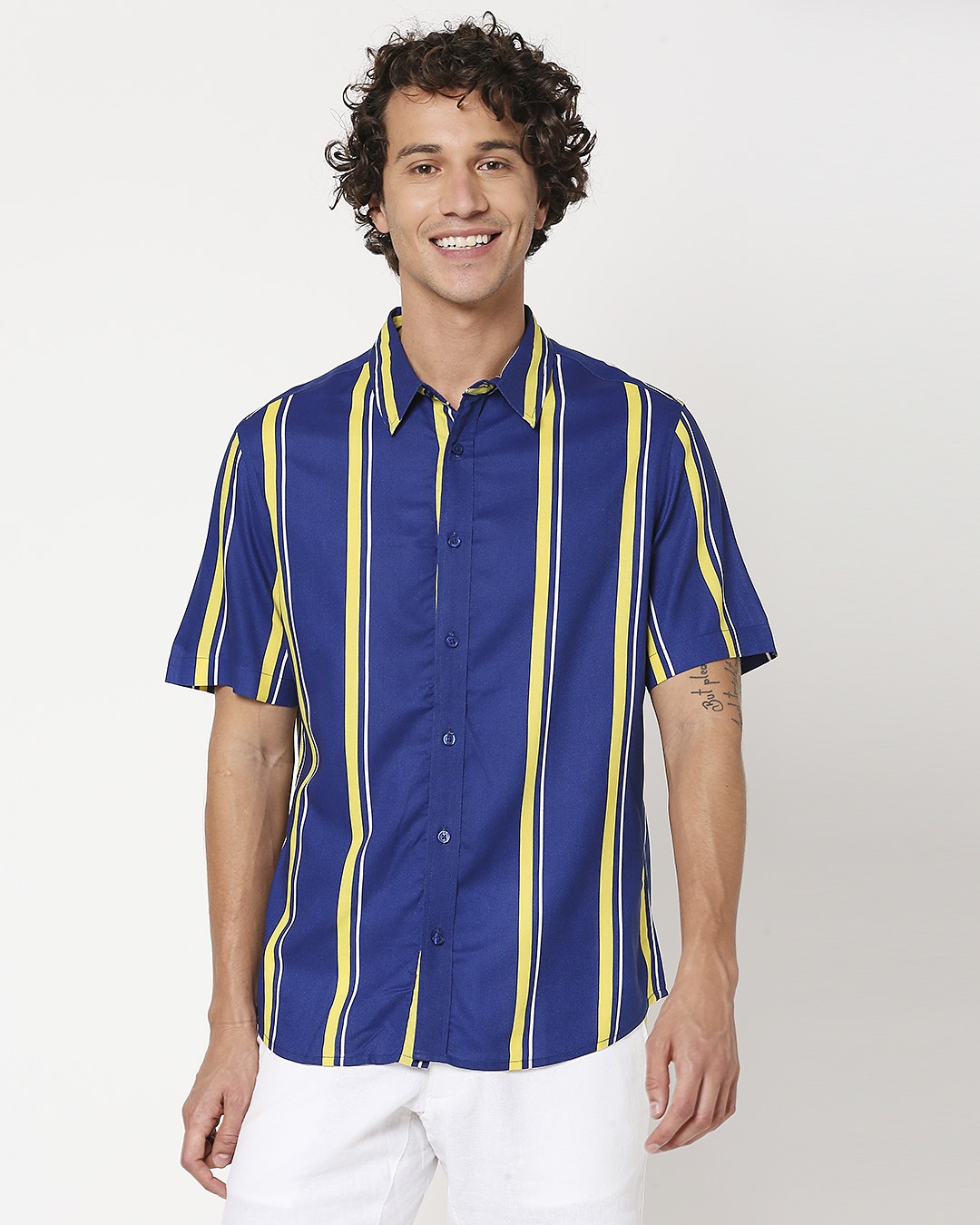 Shop Yolo Yellow Stripe Shirt-Back