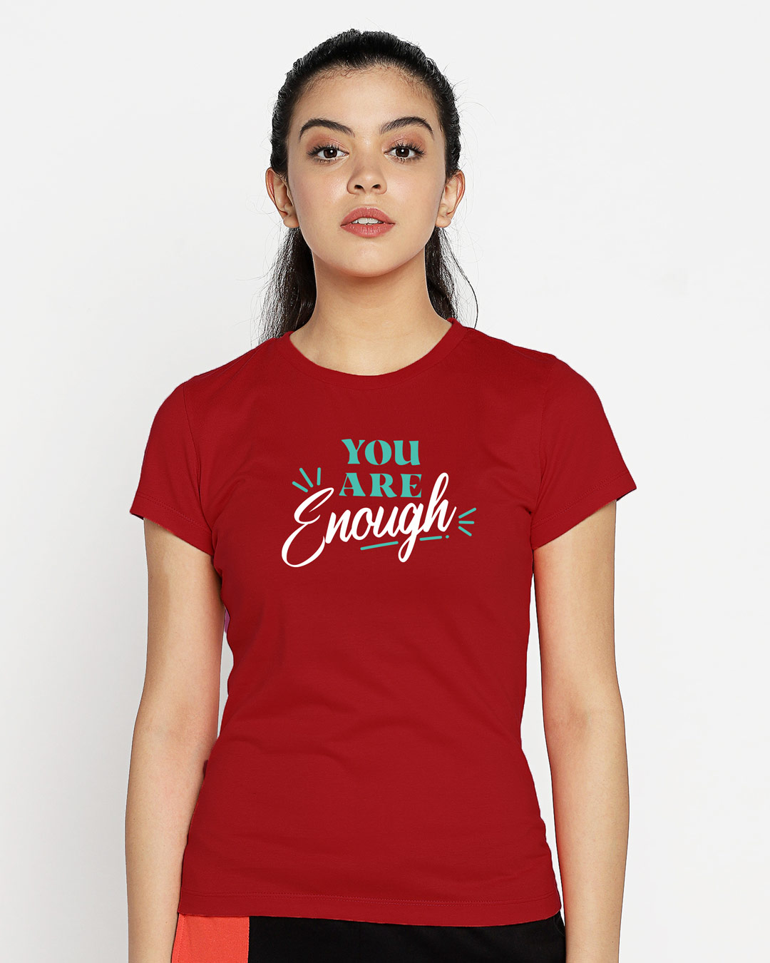 Shop You Are Enough Half Sleeve T-Shirt Bold Red-Back
