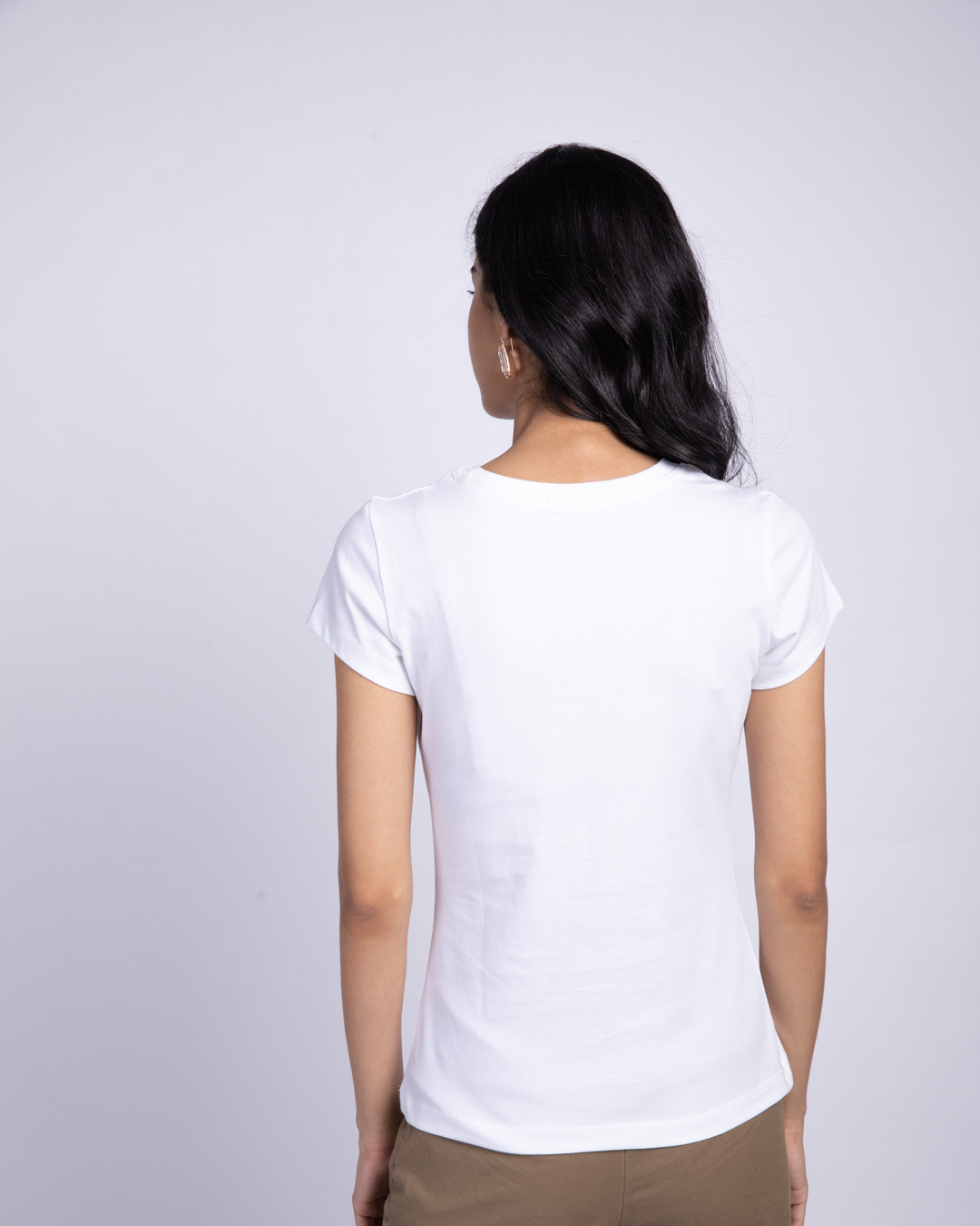 Shop Women's White Young Forever Side Graphic Printed Slim Fit T-shirt-Back