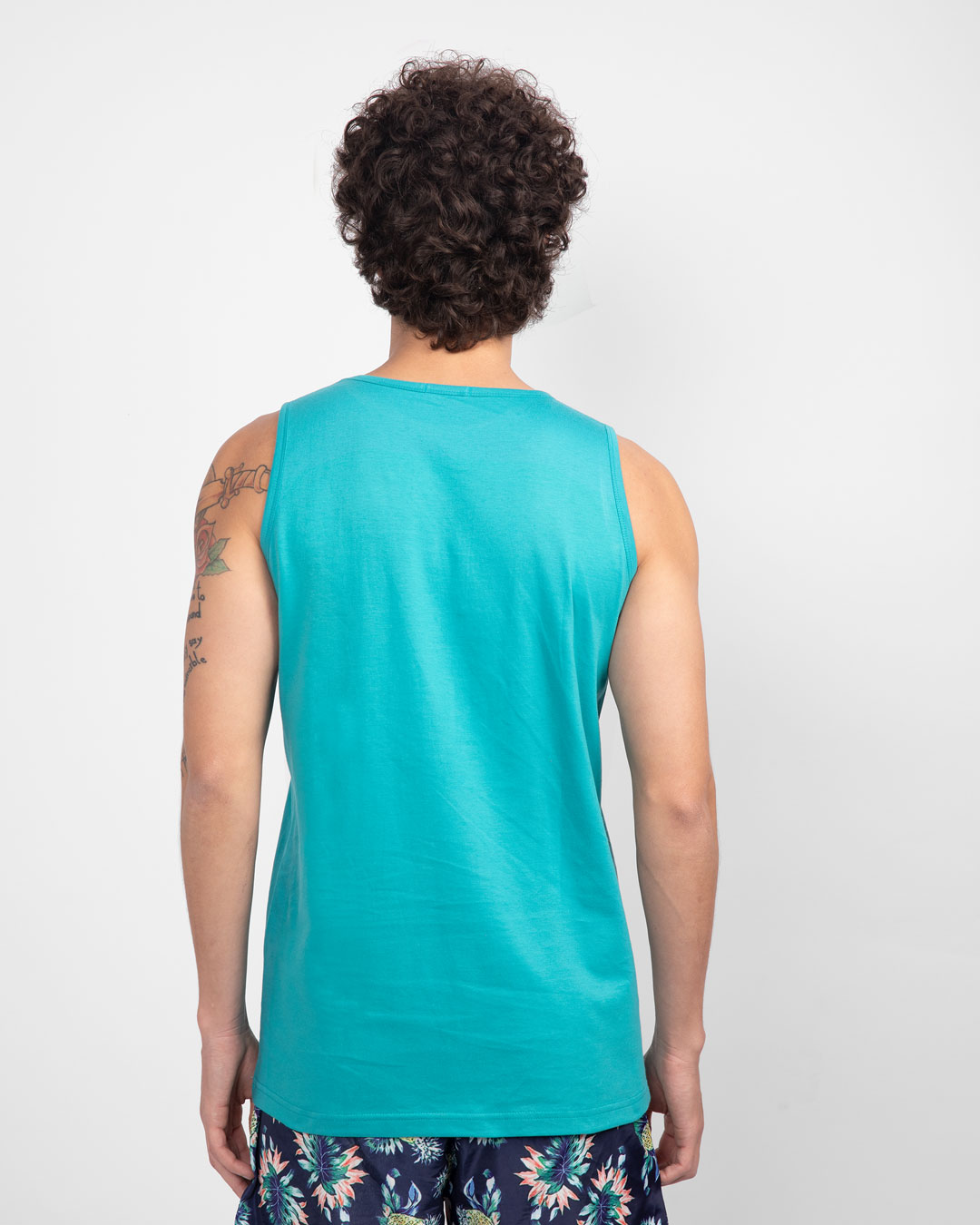 Shop Men's Blue Young forever Side Typography Vest-Back