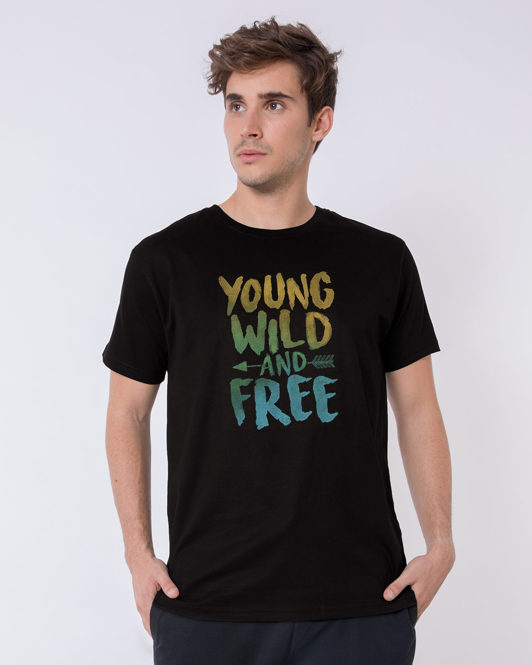 Shop Young Wild Free Colorful Half Sleeve T-Shirt-Back