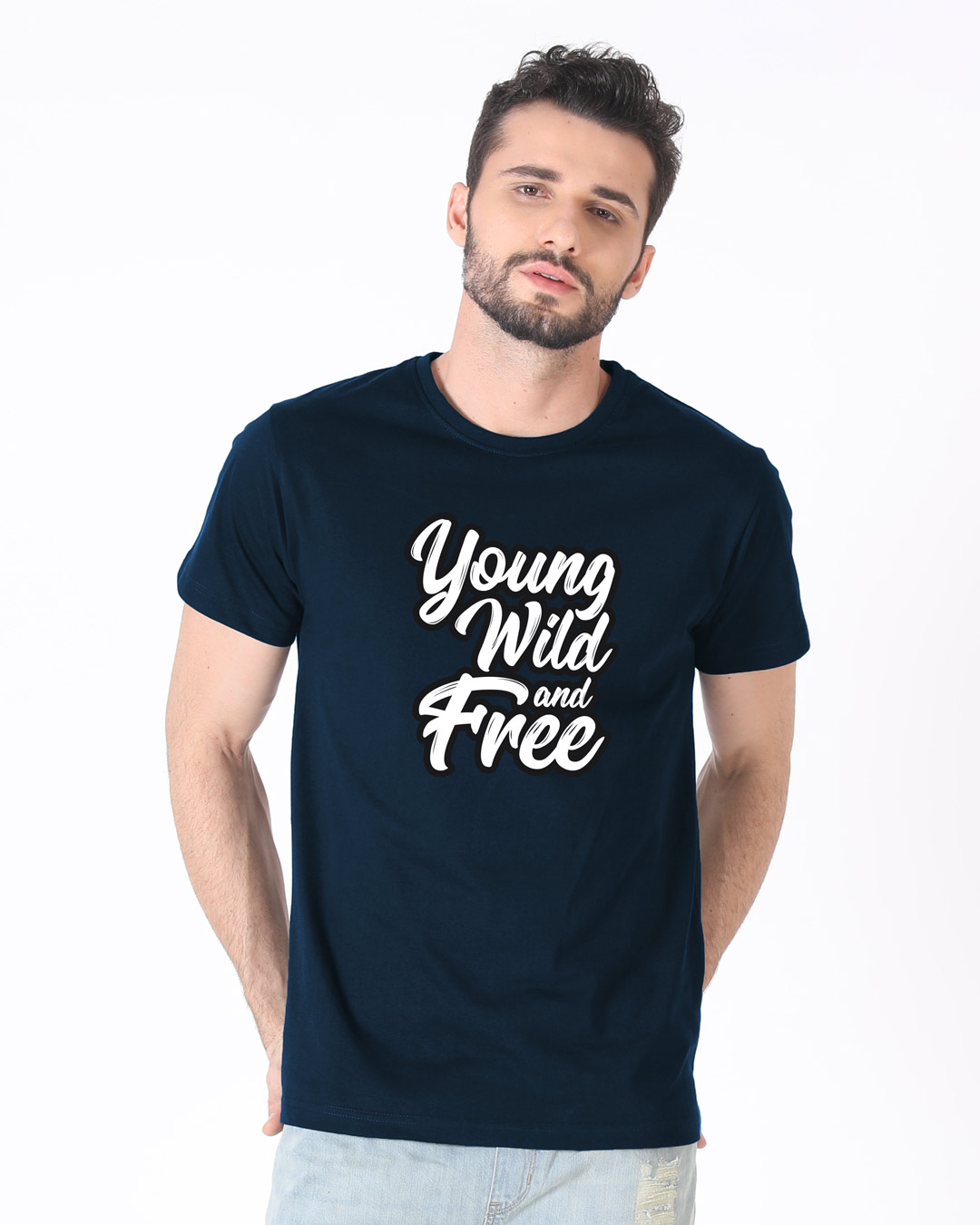Shop Young Wild Typography Half Sleeve T-Shirt-Back