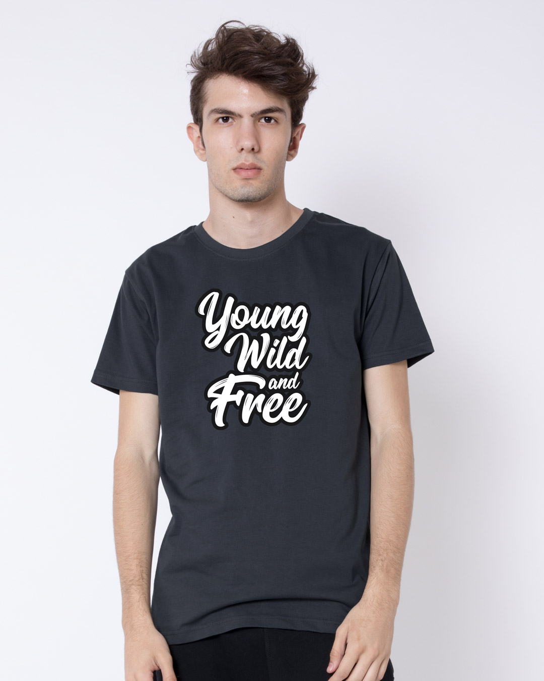 Shop Young Wild Typography Half Sleeve T-Shirt-Back