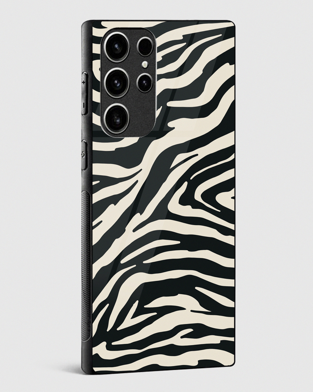 Shop Zebra Black & Almond Premium Glass Case for Samsung Galaxy S23 Ultra 5G-Back