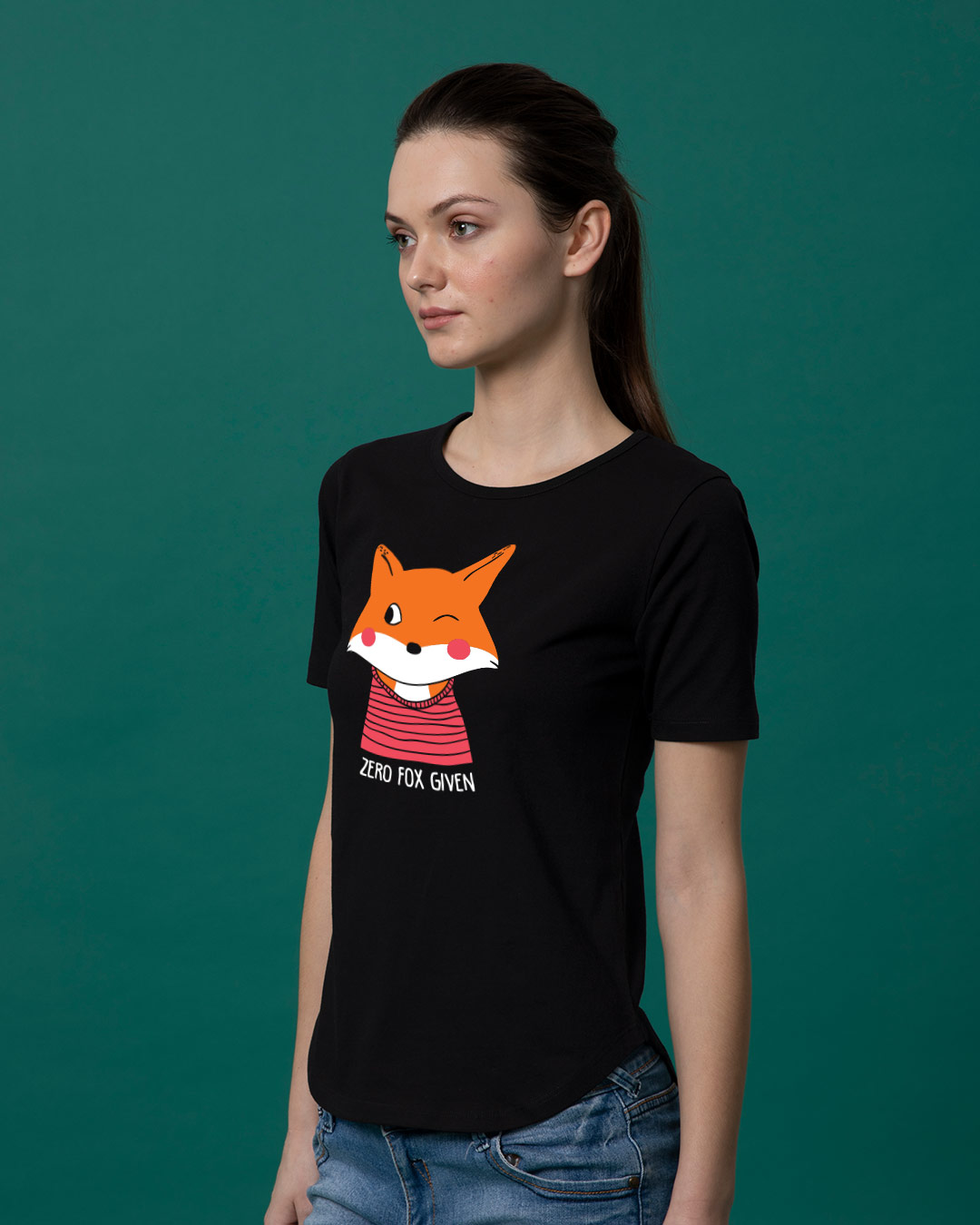 Shop Zero Fox Basic Round Hem T-Shirt-Back