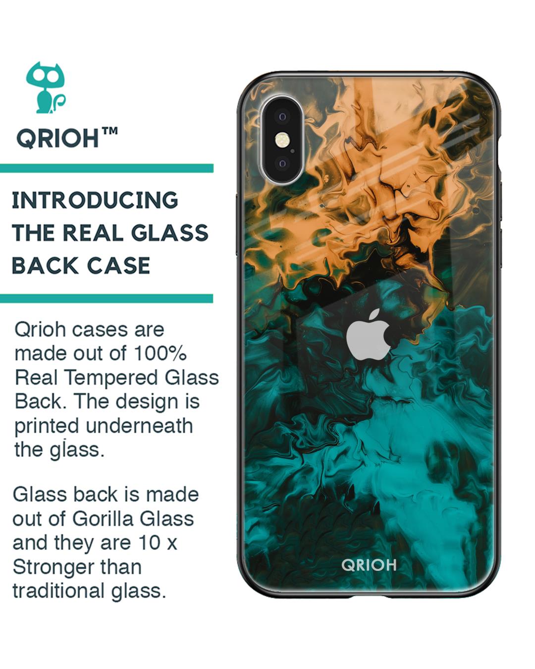 Shop Zig-Zag Printed Premium Glass Cover For iPhone XS (Impact Resistant, Matte Finish)-Back
