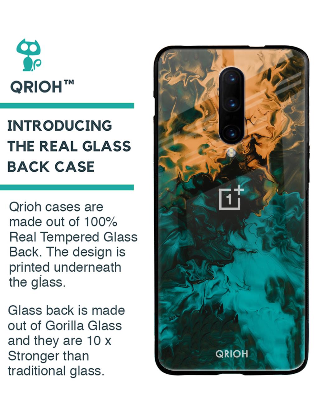 Shop Zig-Zag Printed Premium Glass Cover For OnePlus 7 Pro (Impact Resistant, Matte Finish)-Back