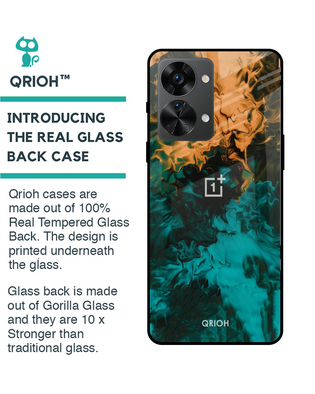 Shop Zig-Zag Printed Premium Glass Cover For OnePlus Nord 2T 5G (Impact Resistant, Matte Finish)-Back