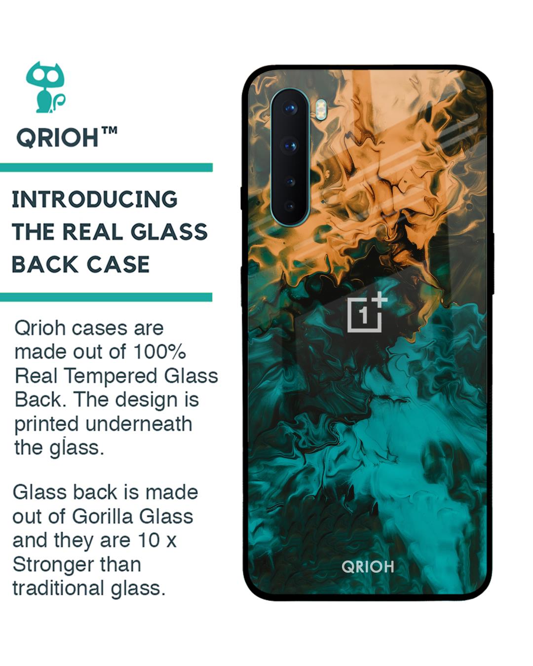 Shop Zig-Zag Printed Premium Glass Cover For OnePlus Nord (Impact Resistant, Matte Finish)-Back