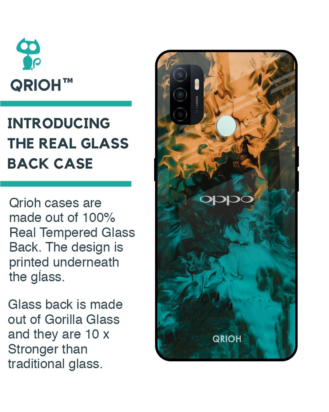 Shop Zig-Zag Printed Premium Glass Cover For Oppo A33 (Impact Resistant, Matte Finish)-Back