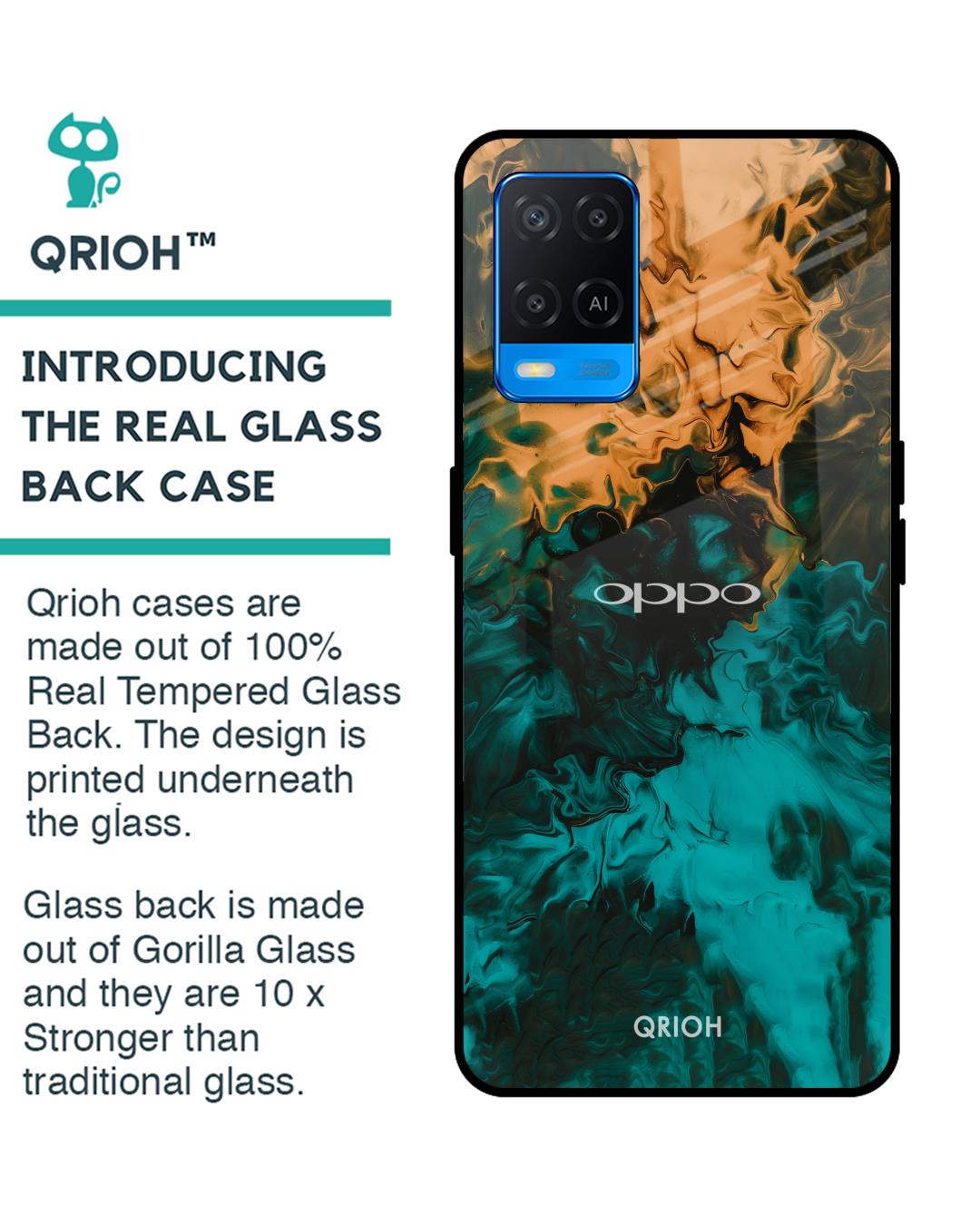 Shop Zig-Zag Printed Premium Glass Cover For Oppo A54 (Impact Resistant, Matte Finish)-Back