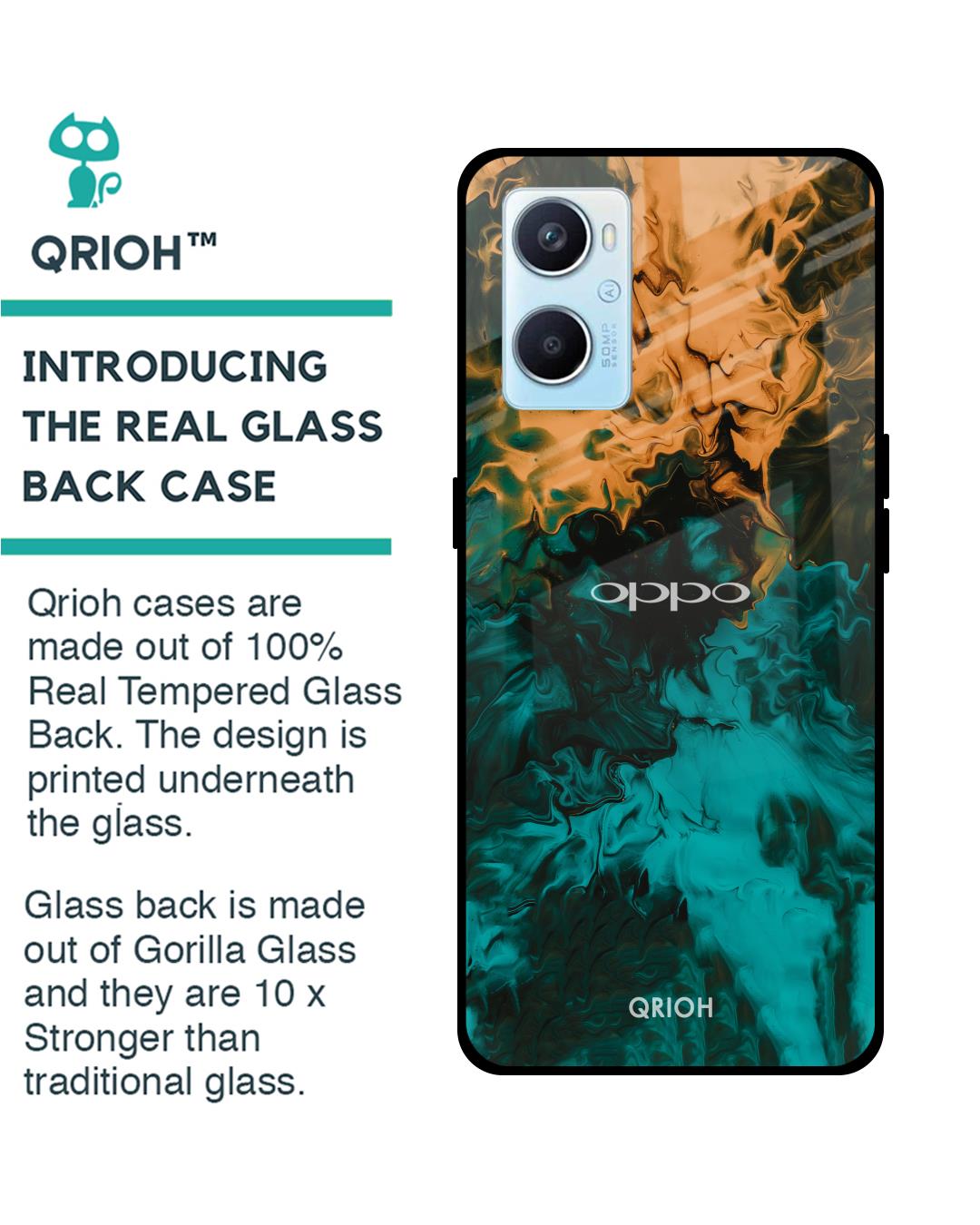 Shop Zig-Zag Printed Premium Glass Cover For Oppo A96 (Impact Resistant, Matte Finish)-Back